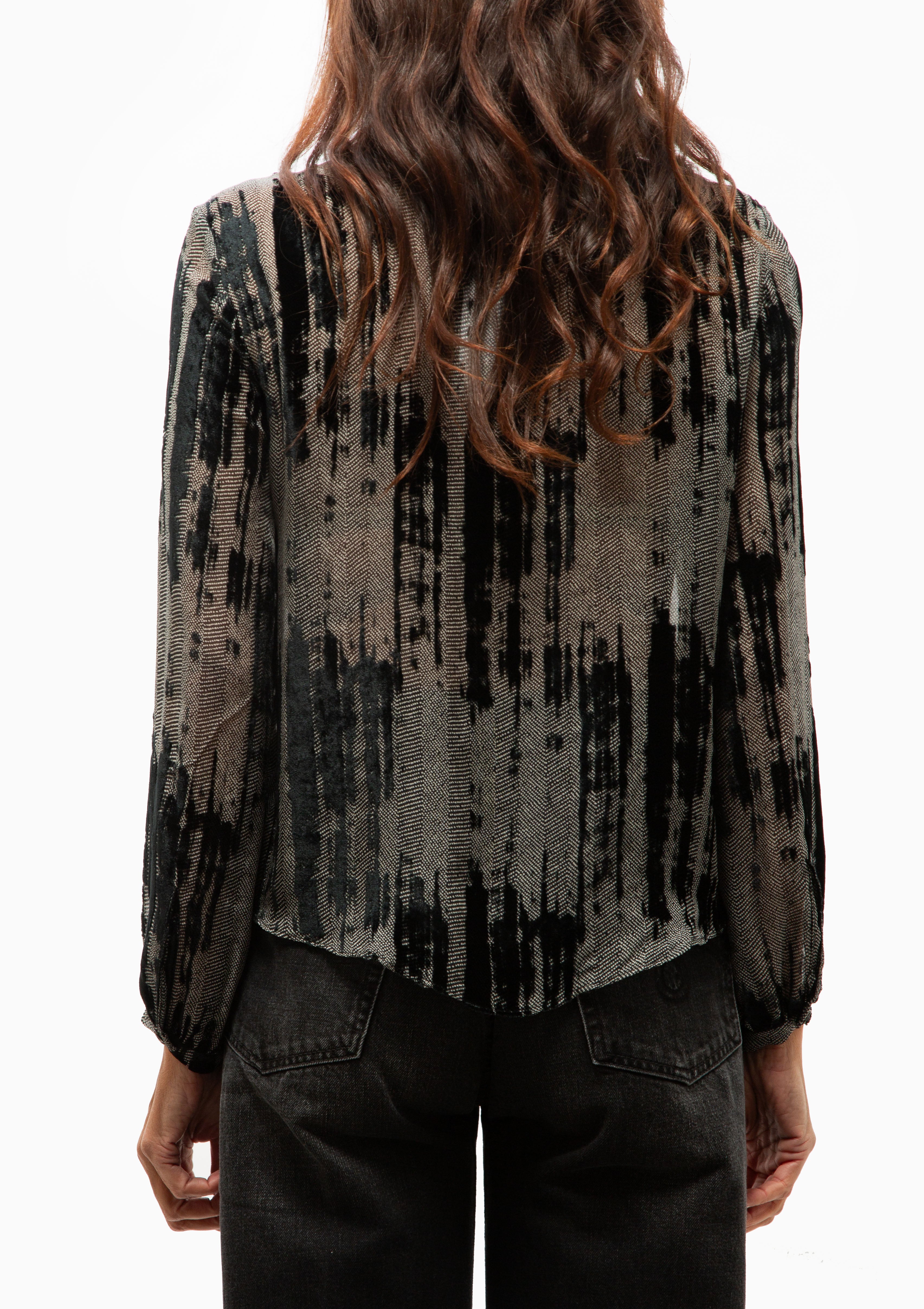 Ruffle Blouse | Multi Stripe Railroad