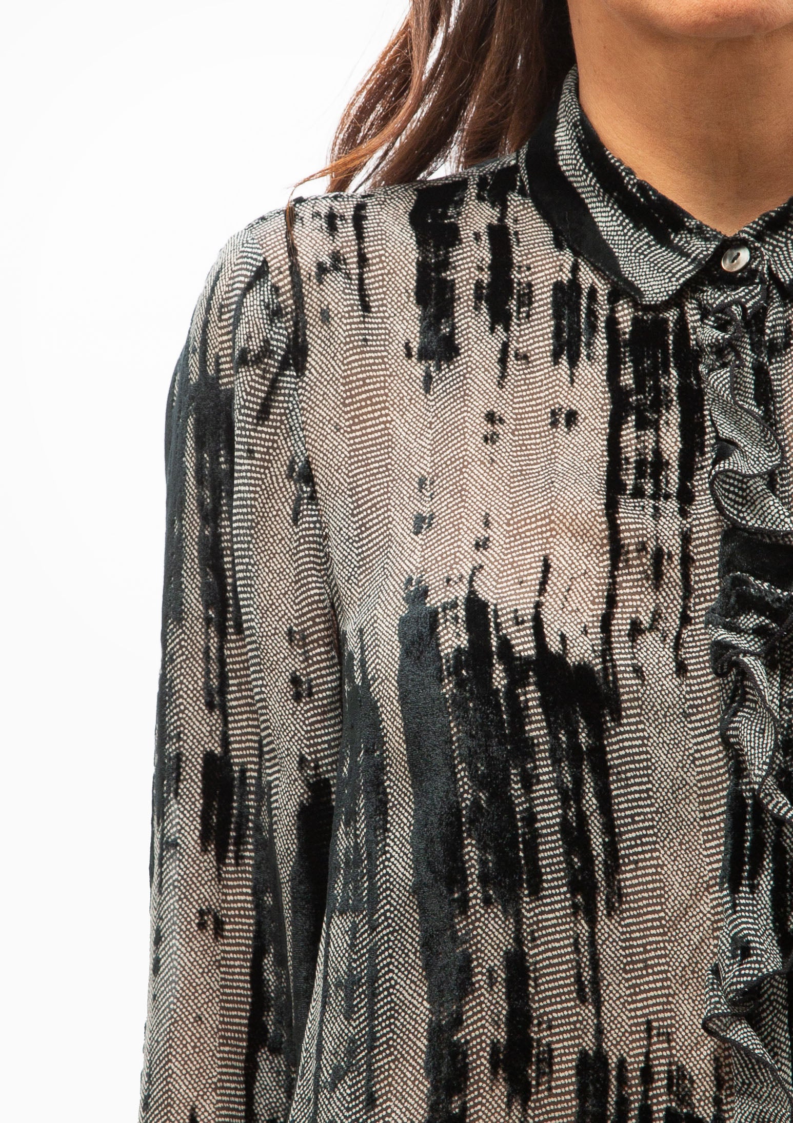 Ruffle Blouse | Multi Stripe Railroad
