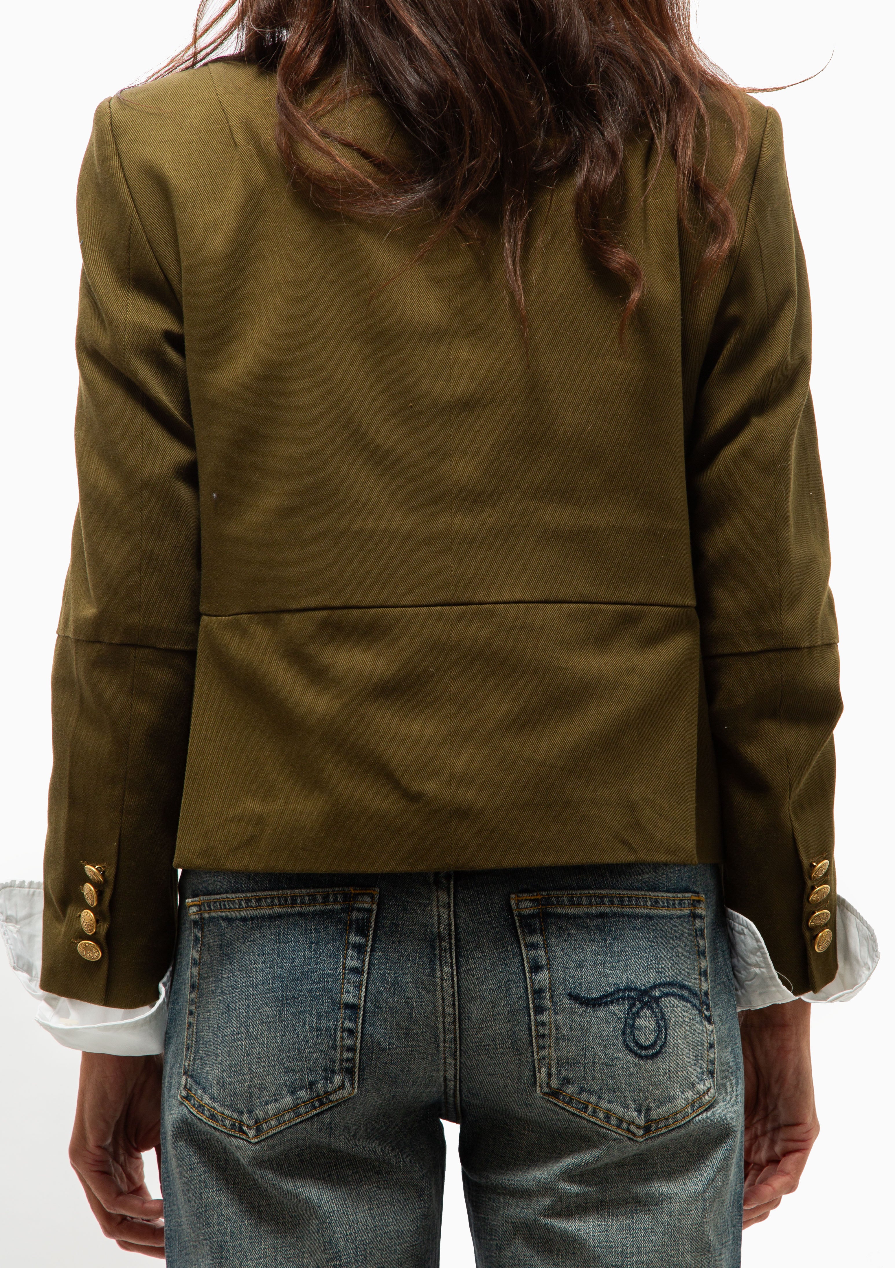 Pleated Boyfriend Blazer | Olive Green