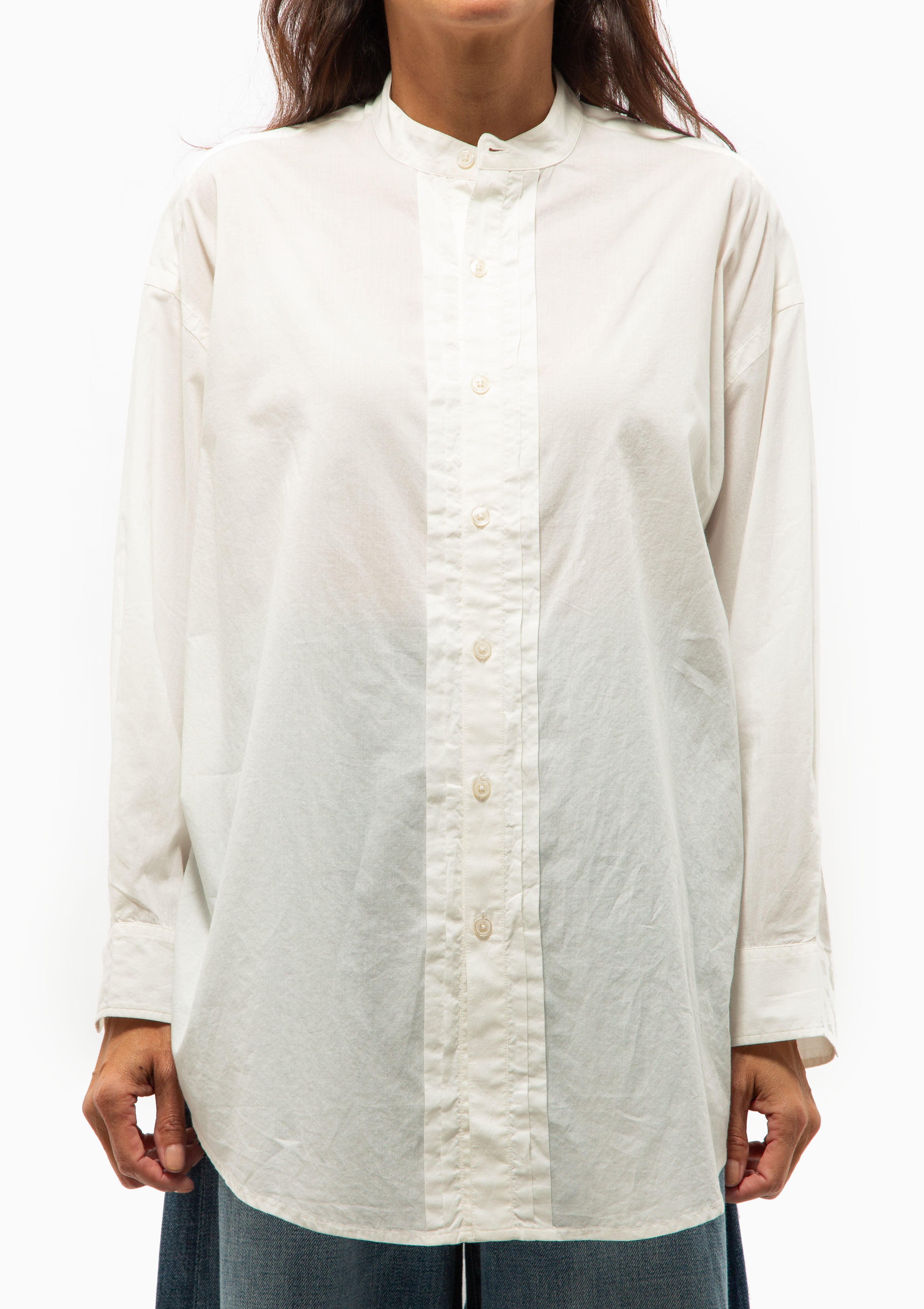 Pleated Front Shirt | White