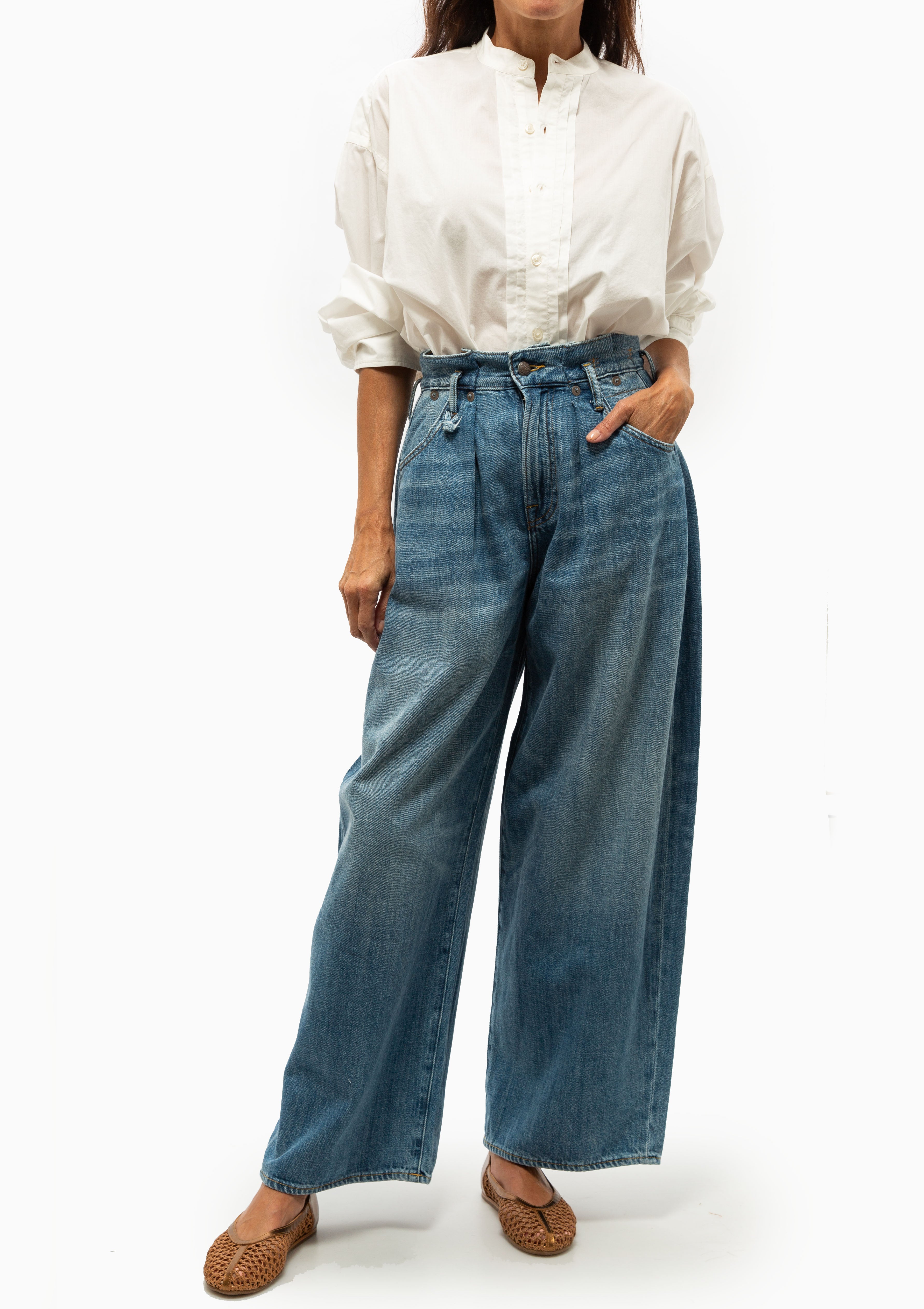 Pleated Front Shirt | White