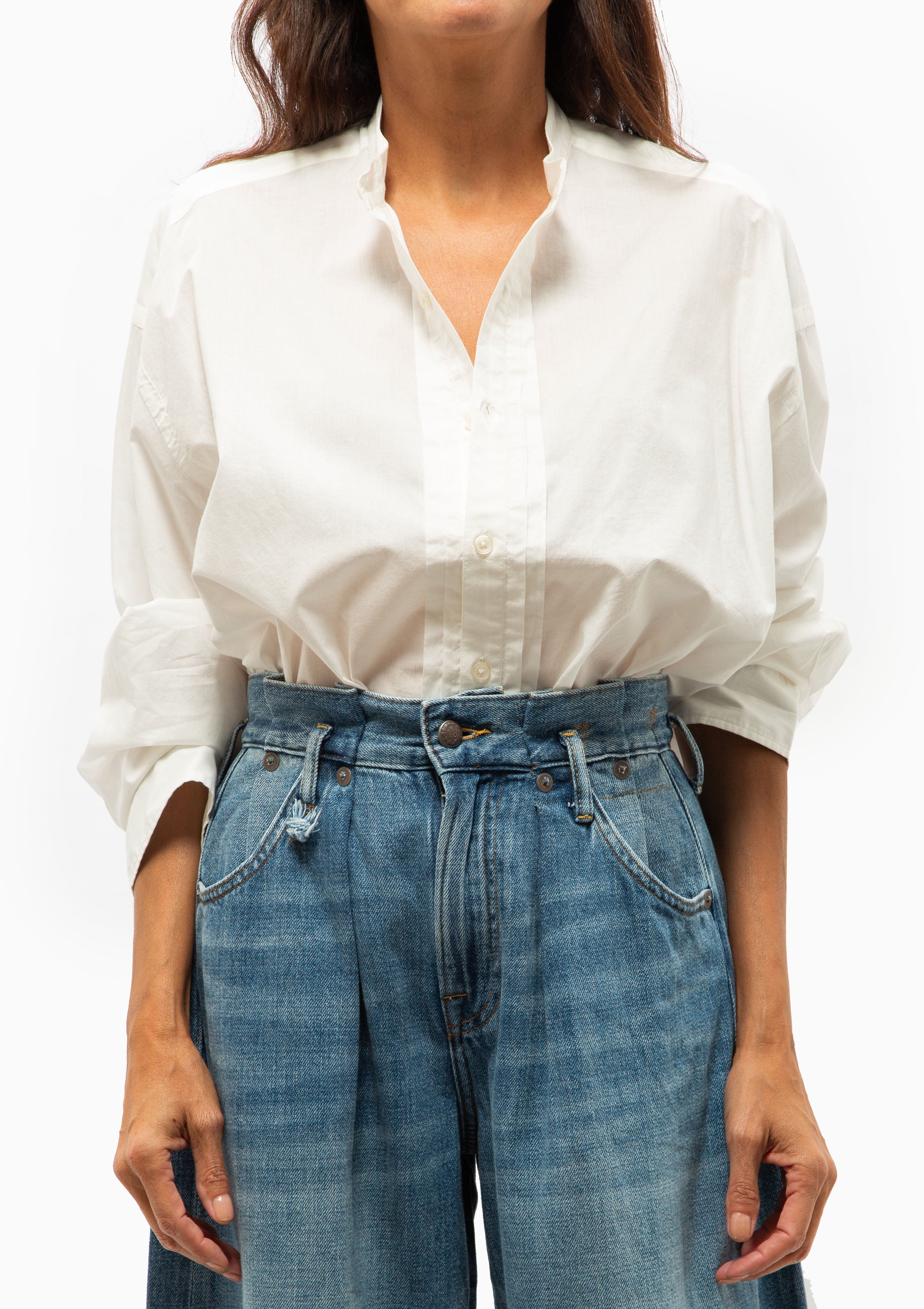 Pleated Front Shirt | White