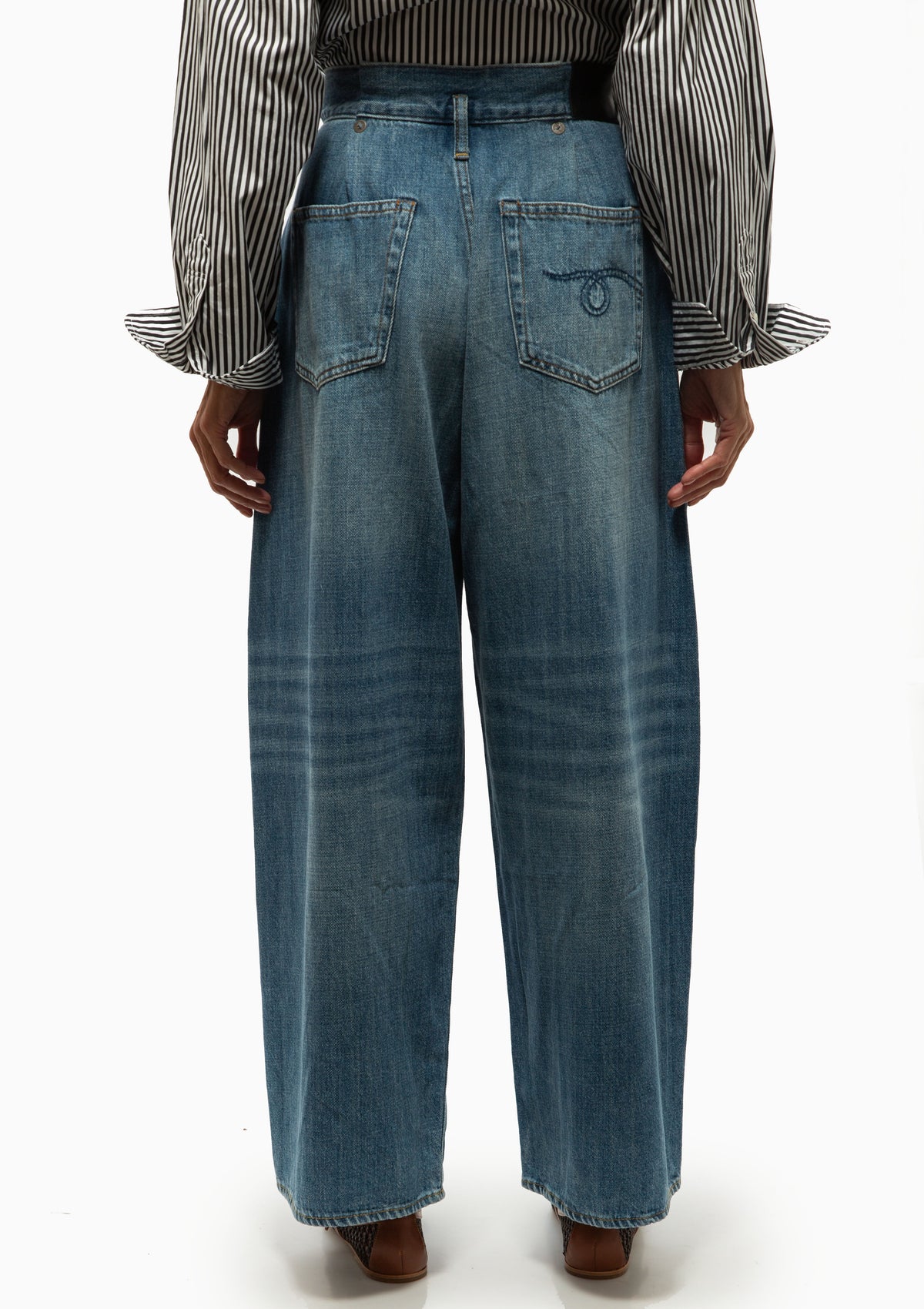 Pleated Waistband Jean | Concrete Blue
