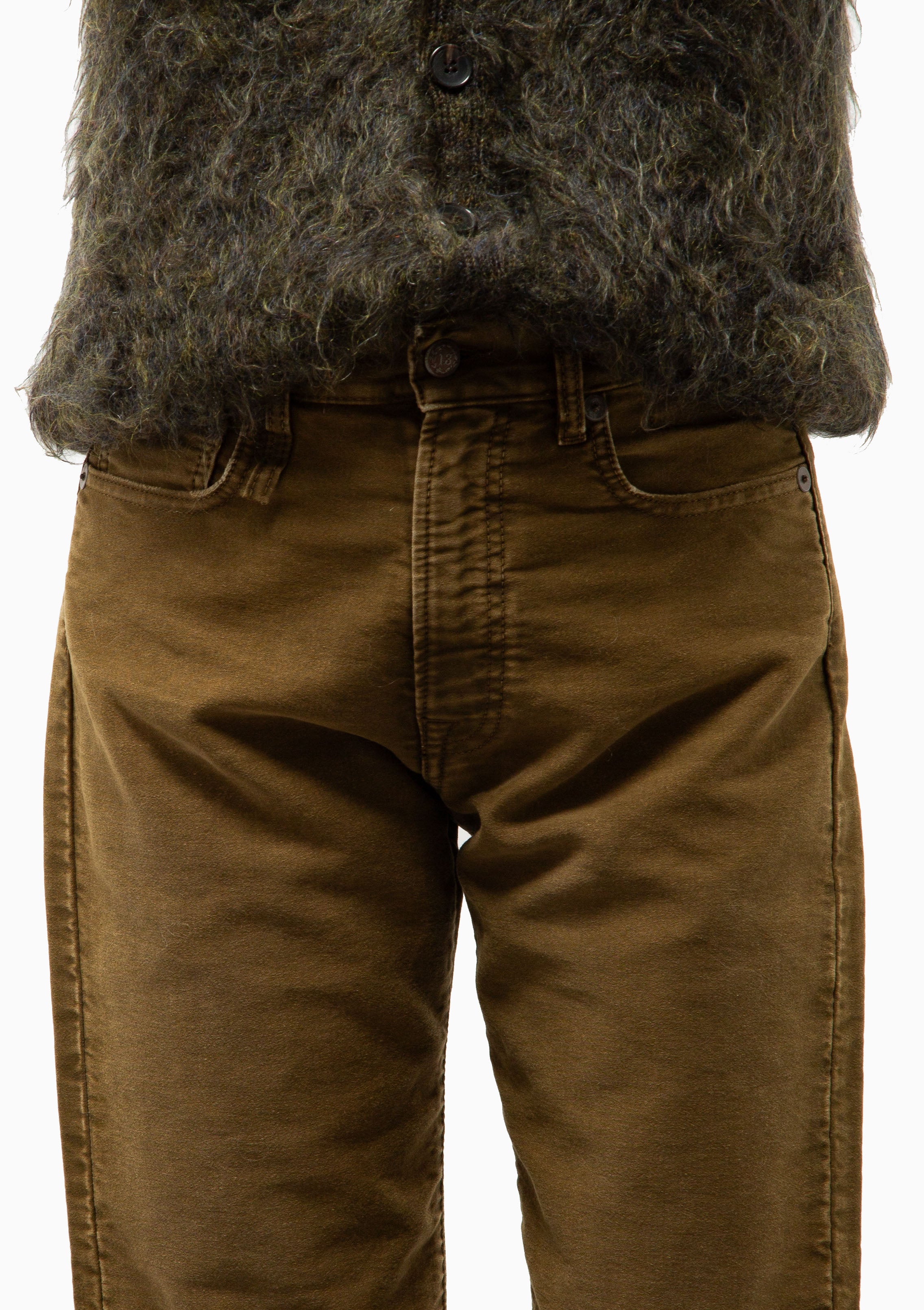 Boyfriend Jean | Olive Garment Dyed Moleskin Green