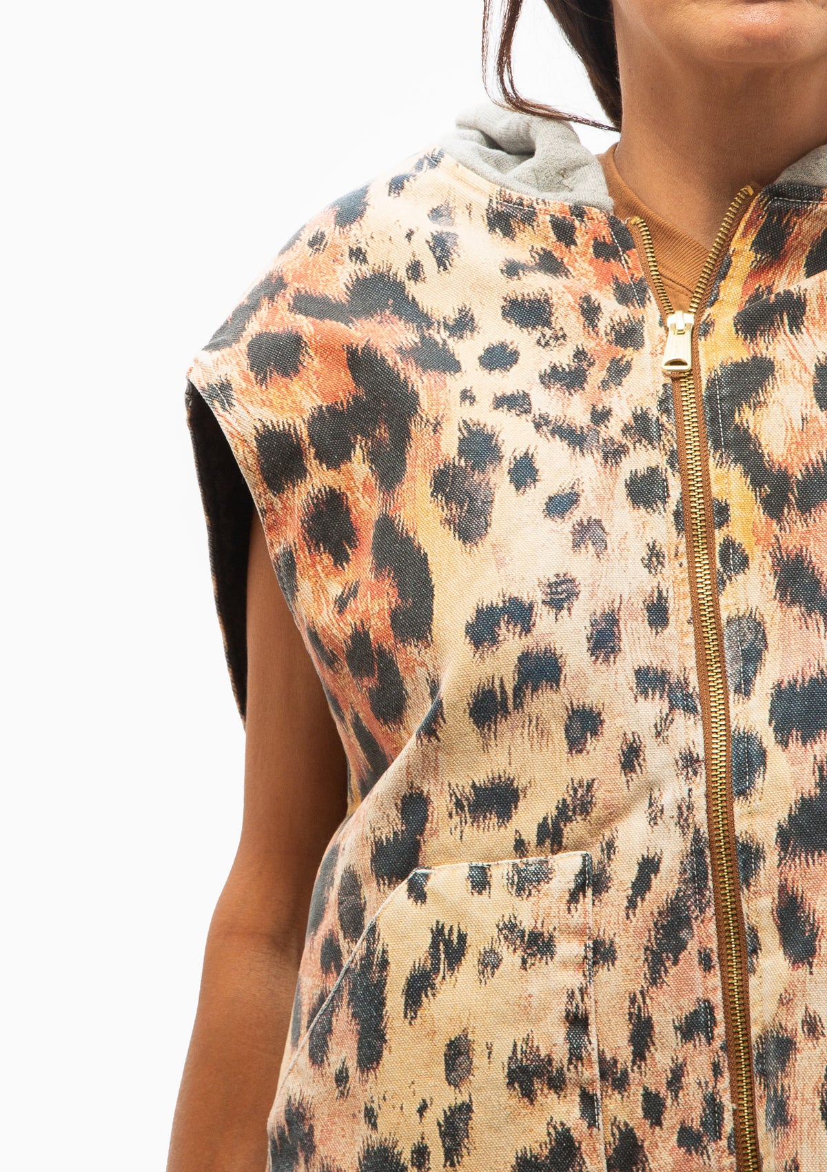 Relaxed Workwear Vest | Vintage Orange Leopard