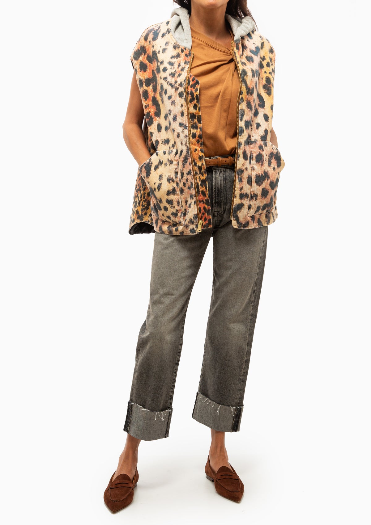 Relaxed Workwear Vest | Vintage Orange Leopard