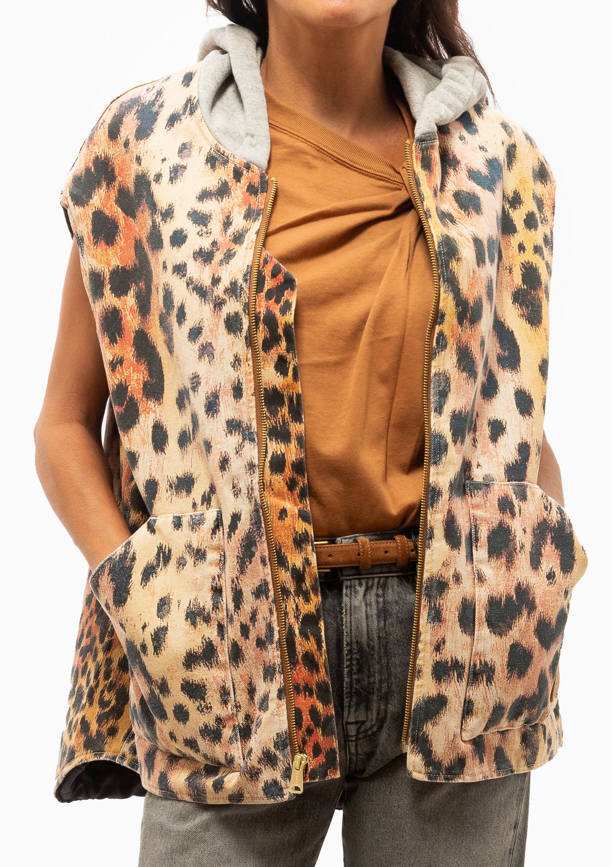 Relaxed Workwear Vest | Vintage Orange Leopard