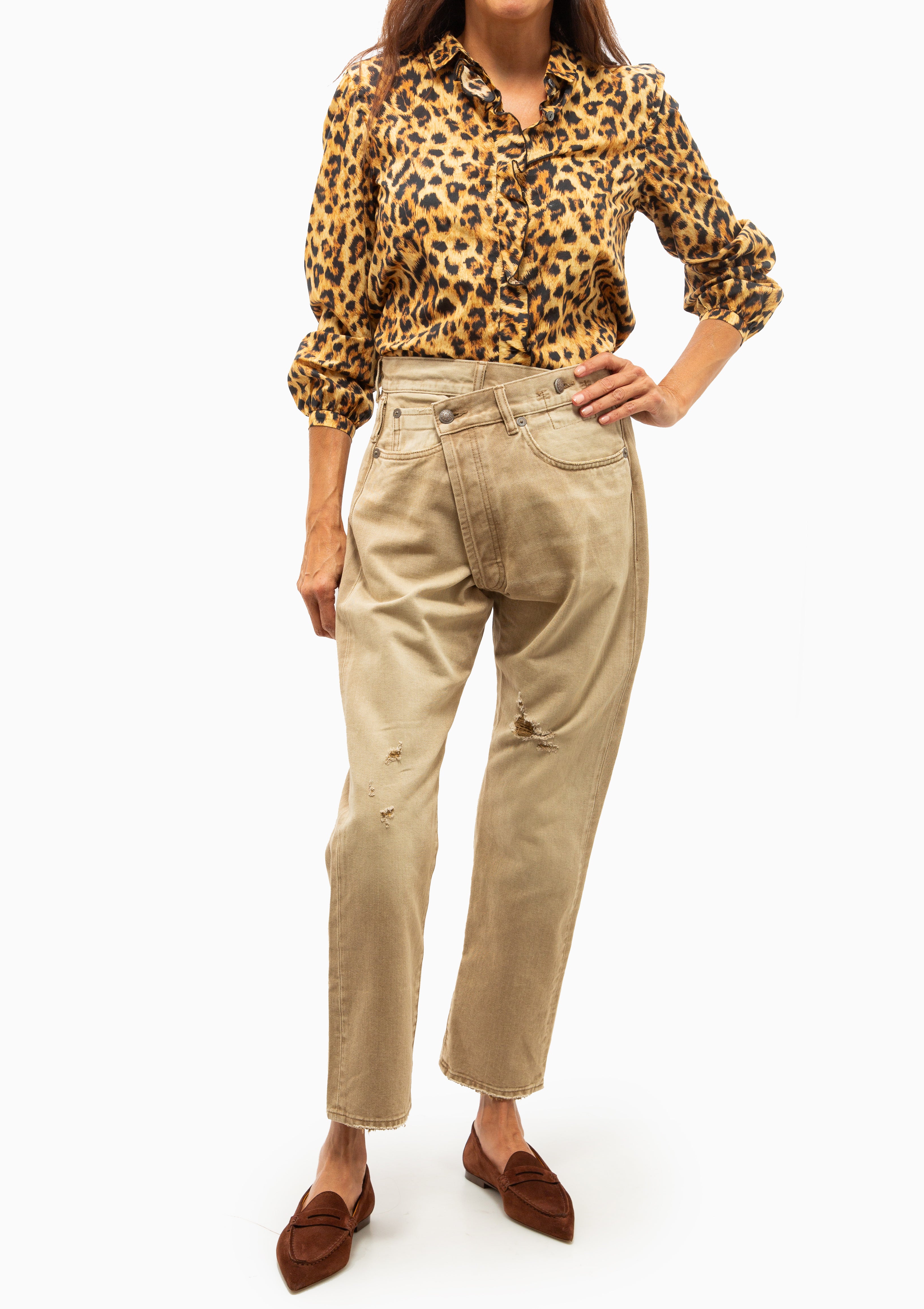Ruffle Blouse | Yellow Cheetah