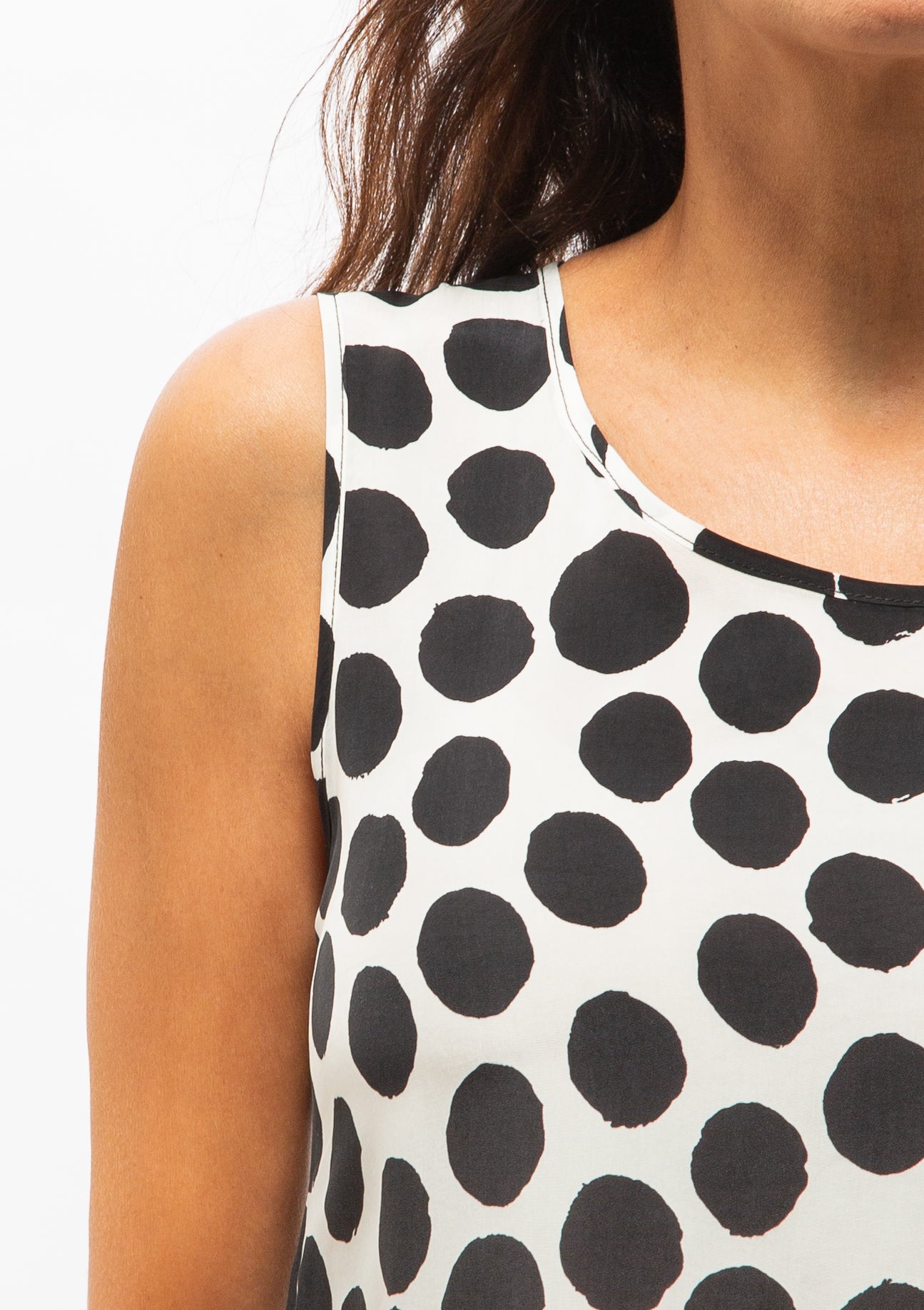 Sleeveless Midi | White/Large Black Polka Dot