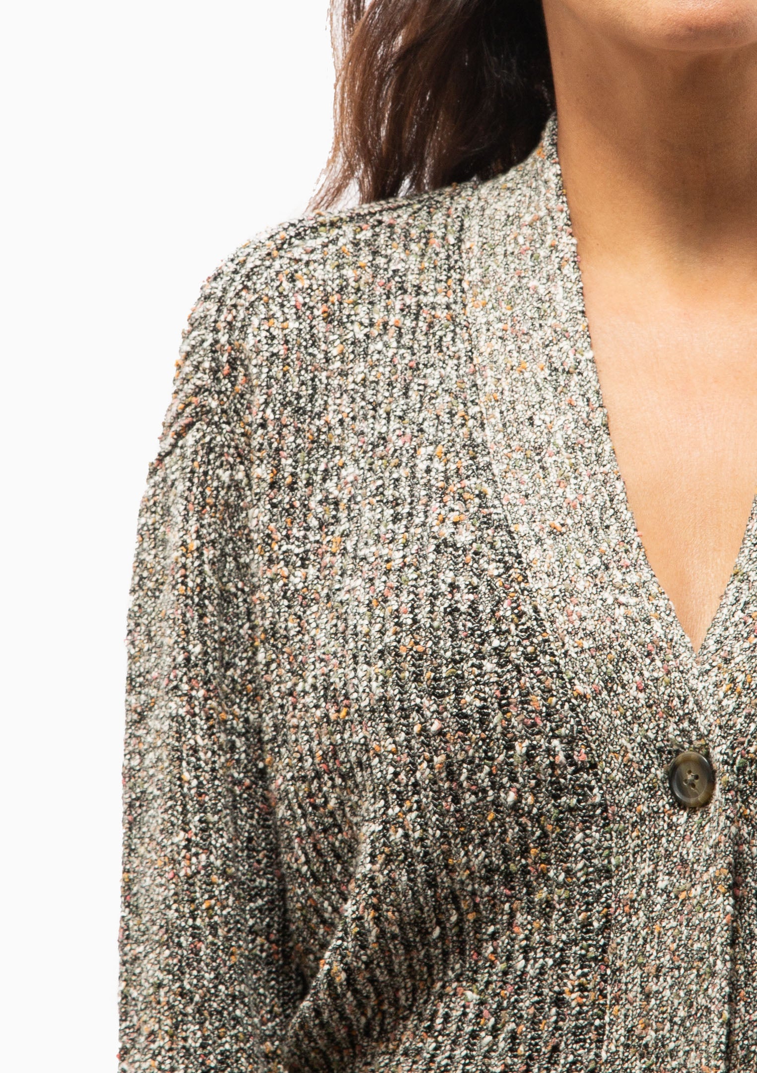 Split Hem Ribbed Cardigan | Grey Multi