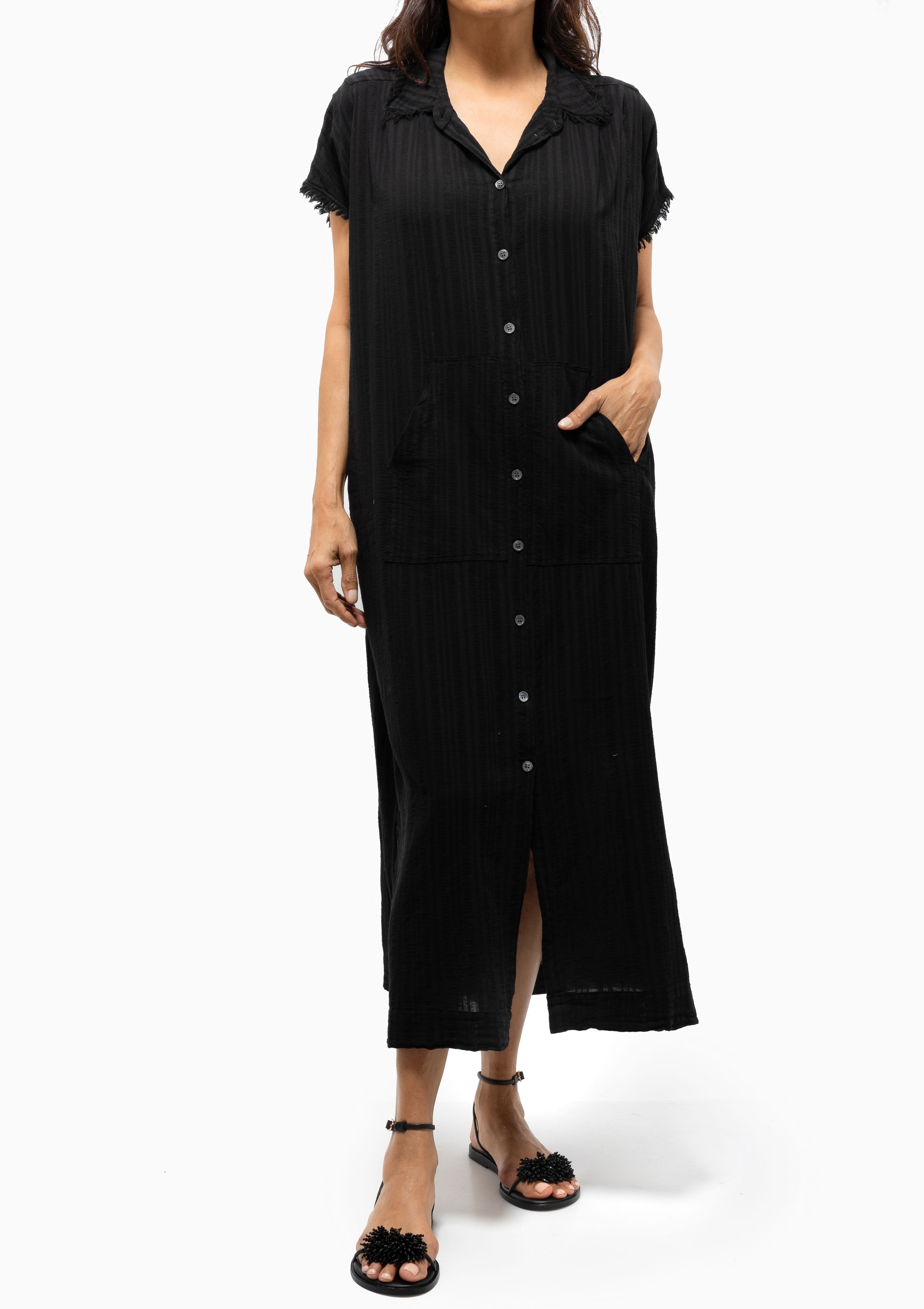 Cotton Medley SS Caftan | Black