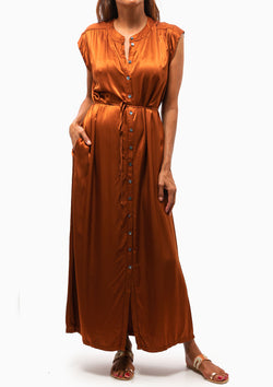 Pebble Satin Violet Maxi Dress | Cognac