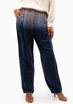 Silk Jacquard Bianca Pant | Moss Indigo