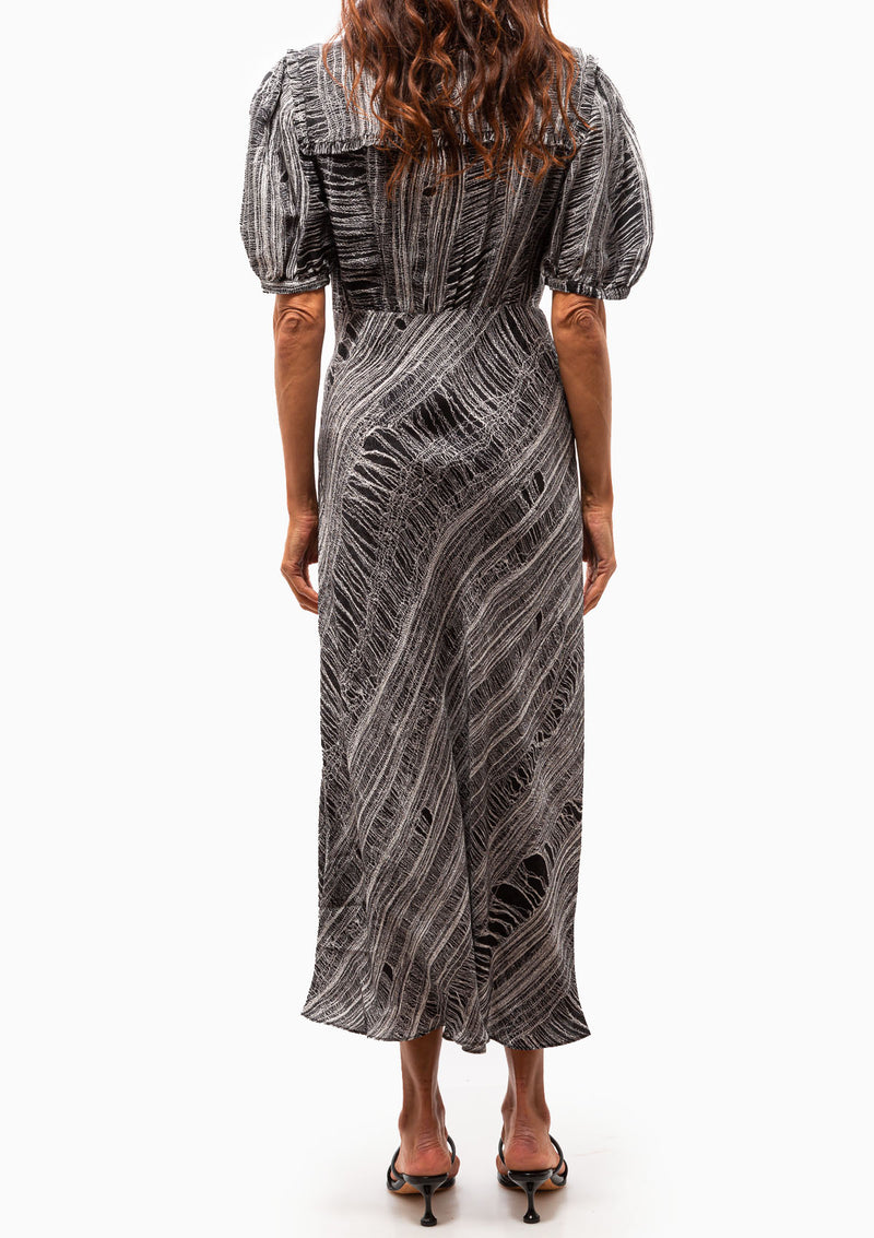 Silk Shred Print Bella Dress | Black and White