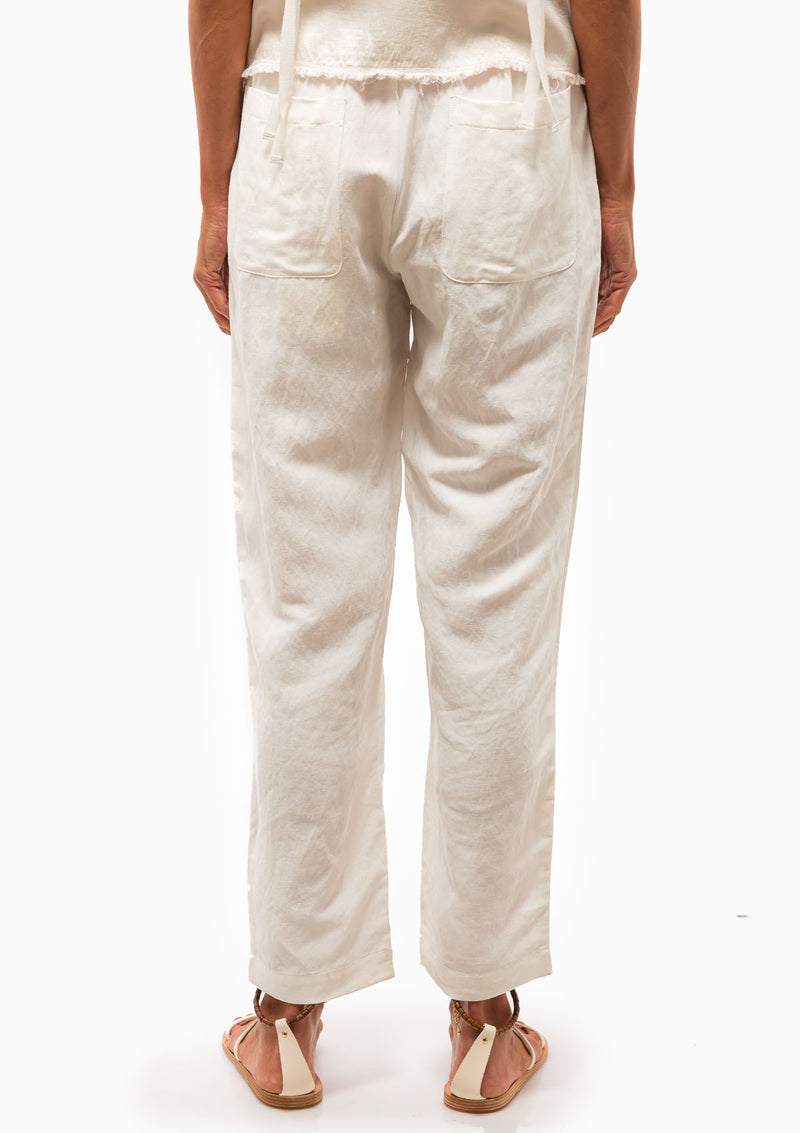 Silk Linen Fez Pant | Washed White