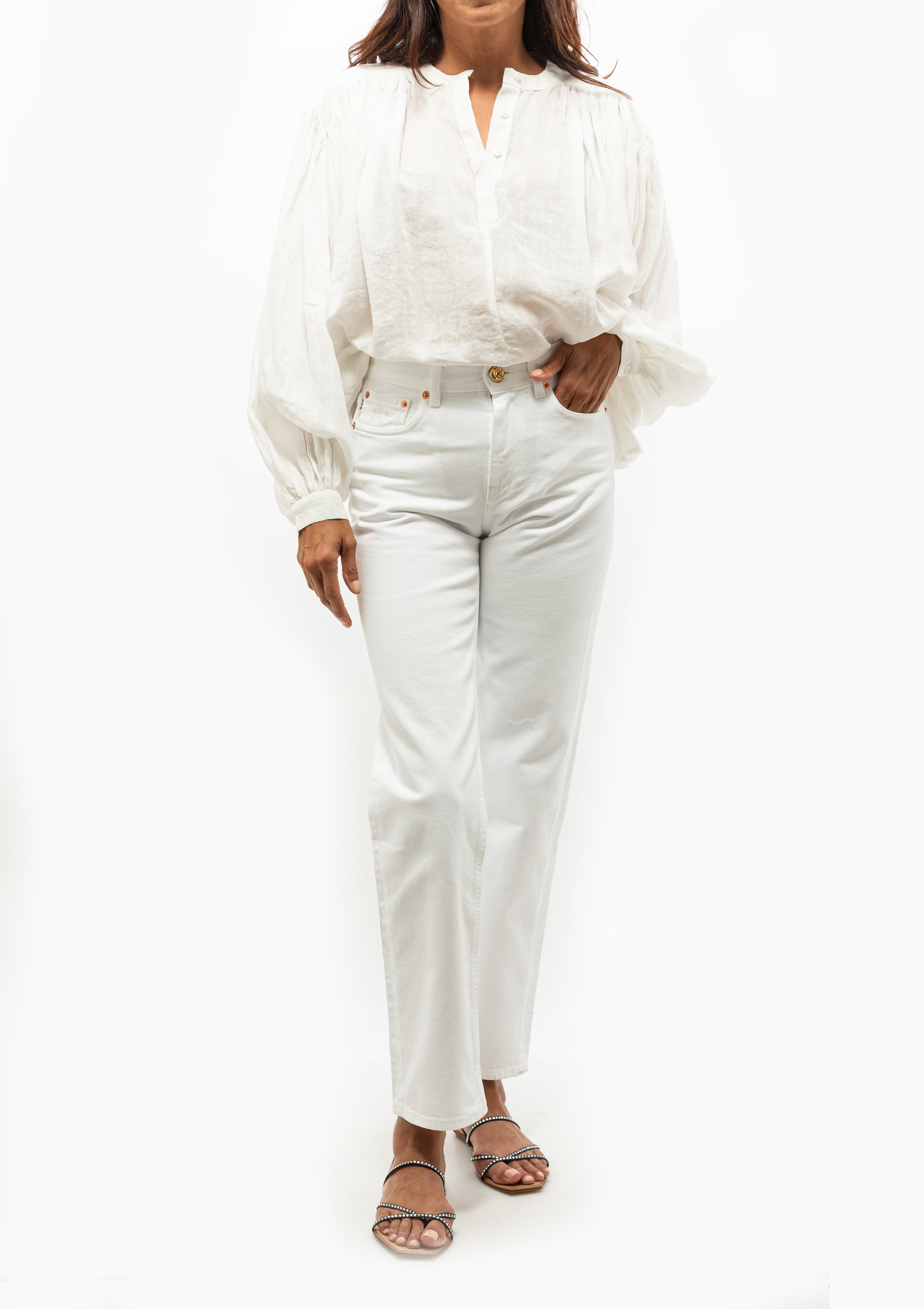 Pleated Ramie Top | Optic White