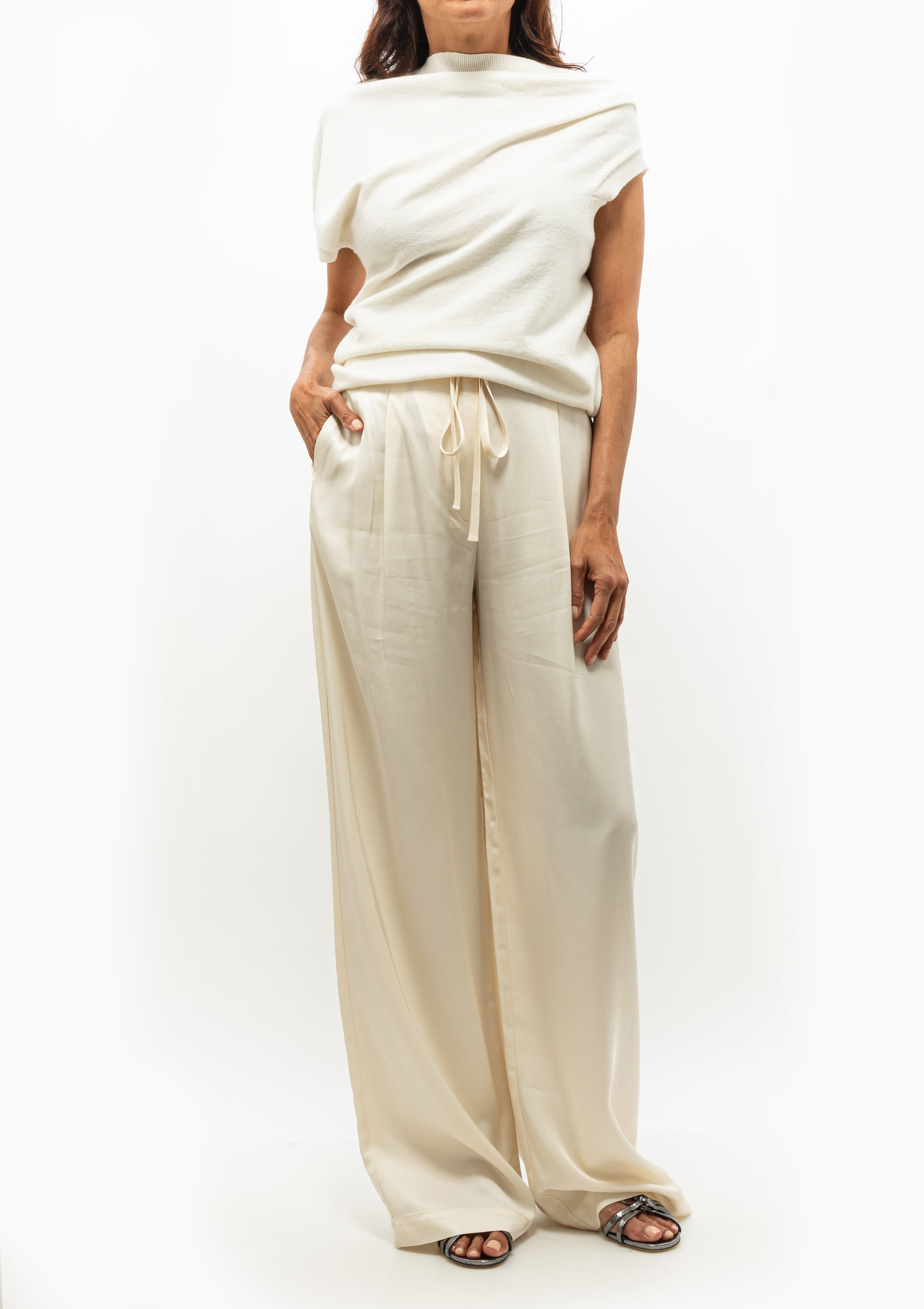 Relaxed Drawstring Trousers | Pearl