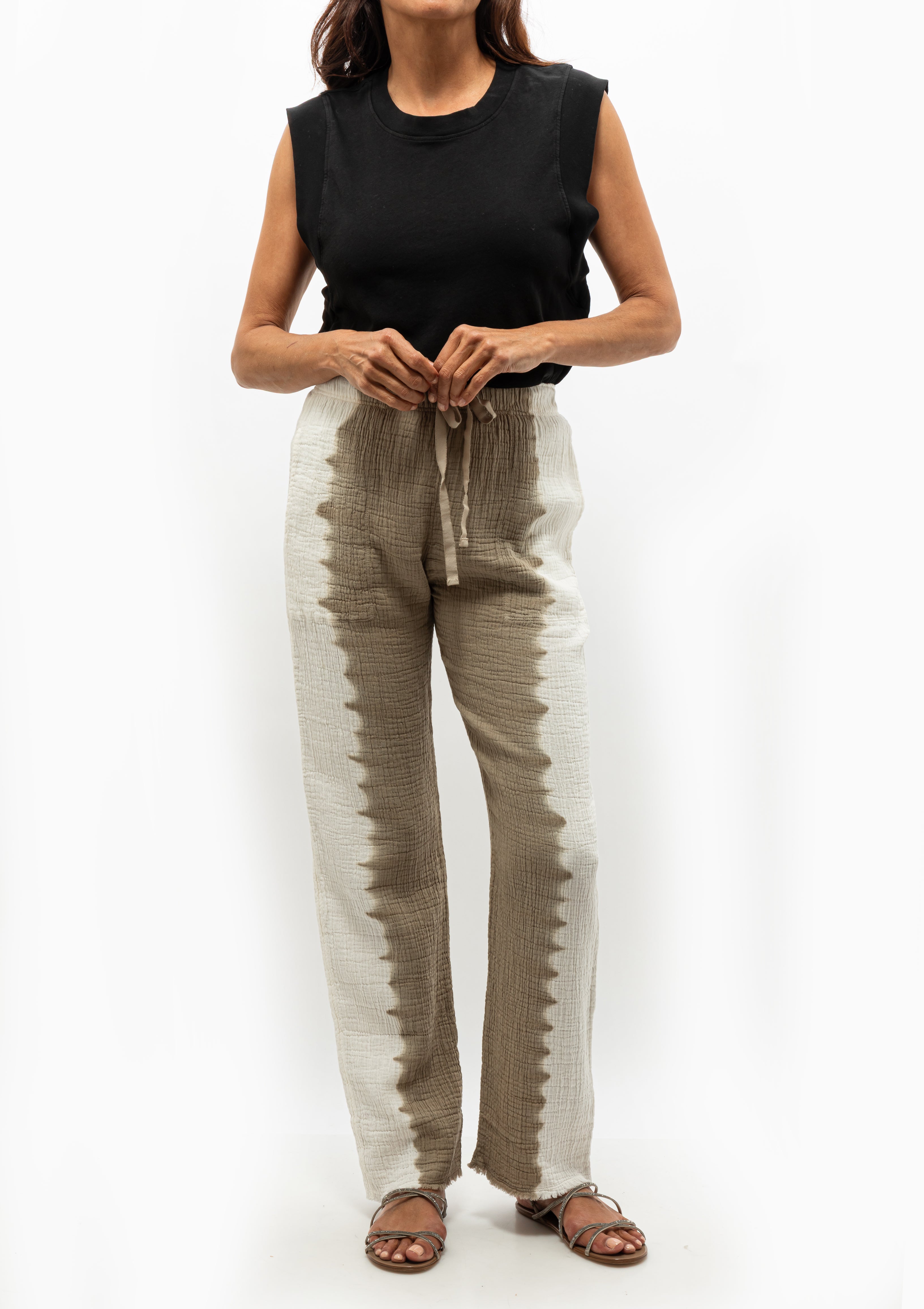 The Raquel Allegra Gauze Medly Tracker Pant in Wheat Vibration - Available at Diani Boutique