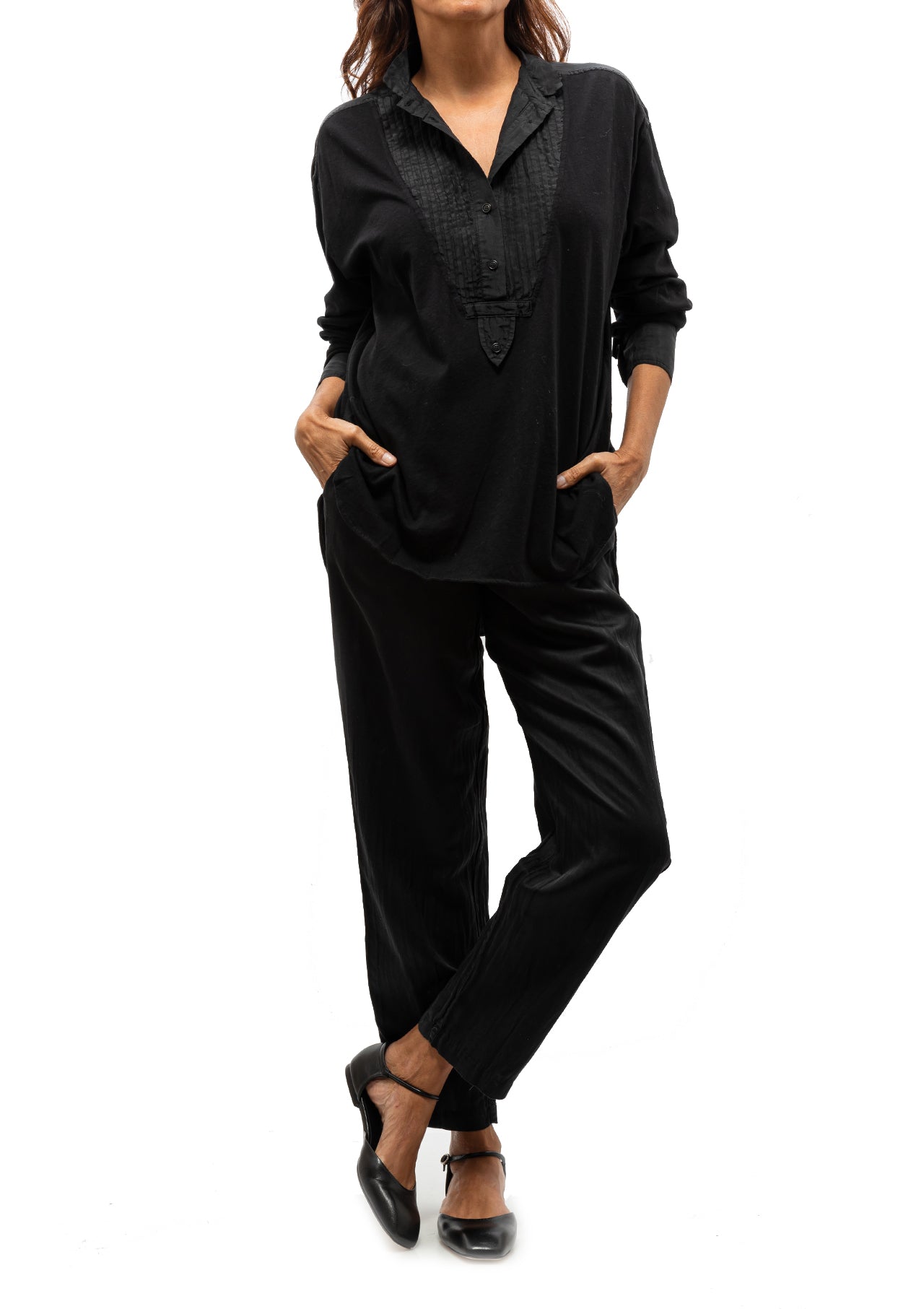 Silk & Jersey Medley Igbo Top | Black