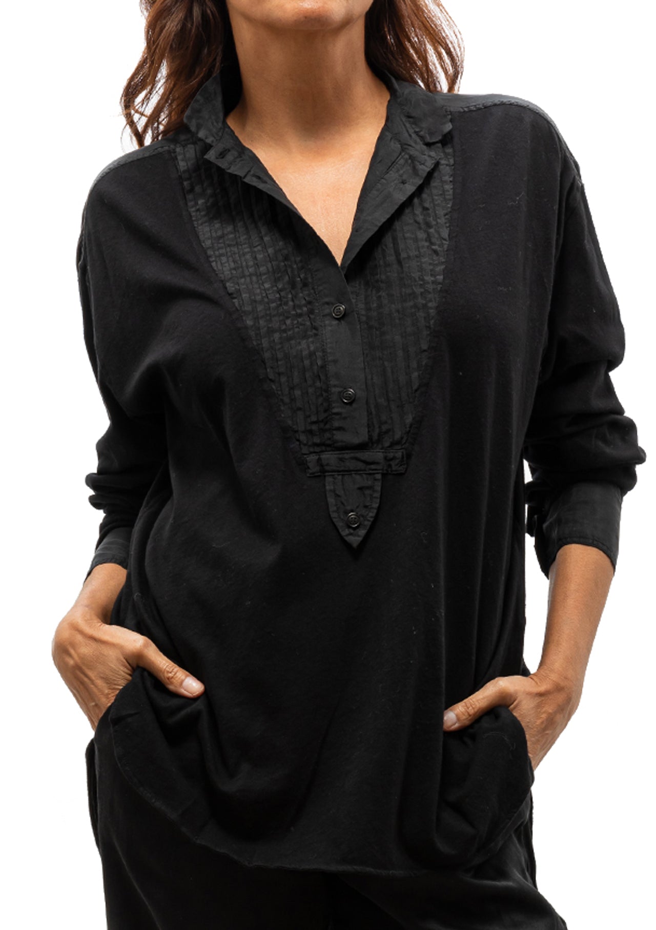 Silk & Jersey Medley Igbo Top | Black