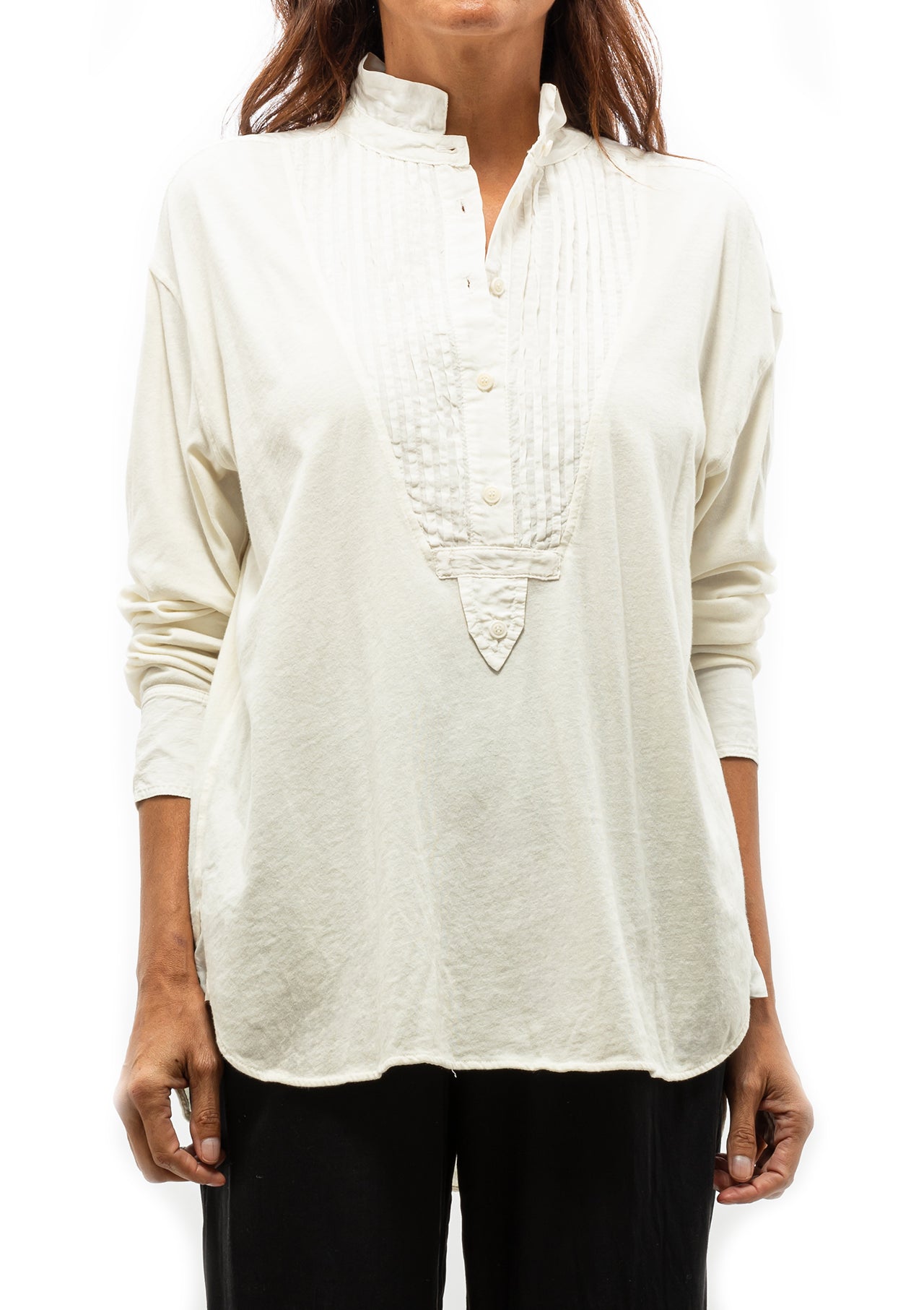 Silk & Jersey Medley Igbo Top | Dirty White