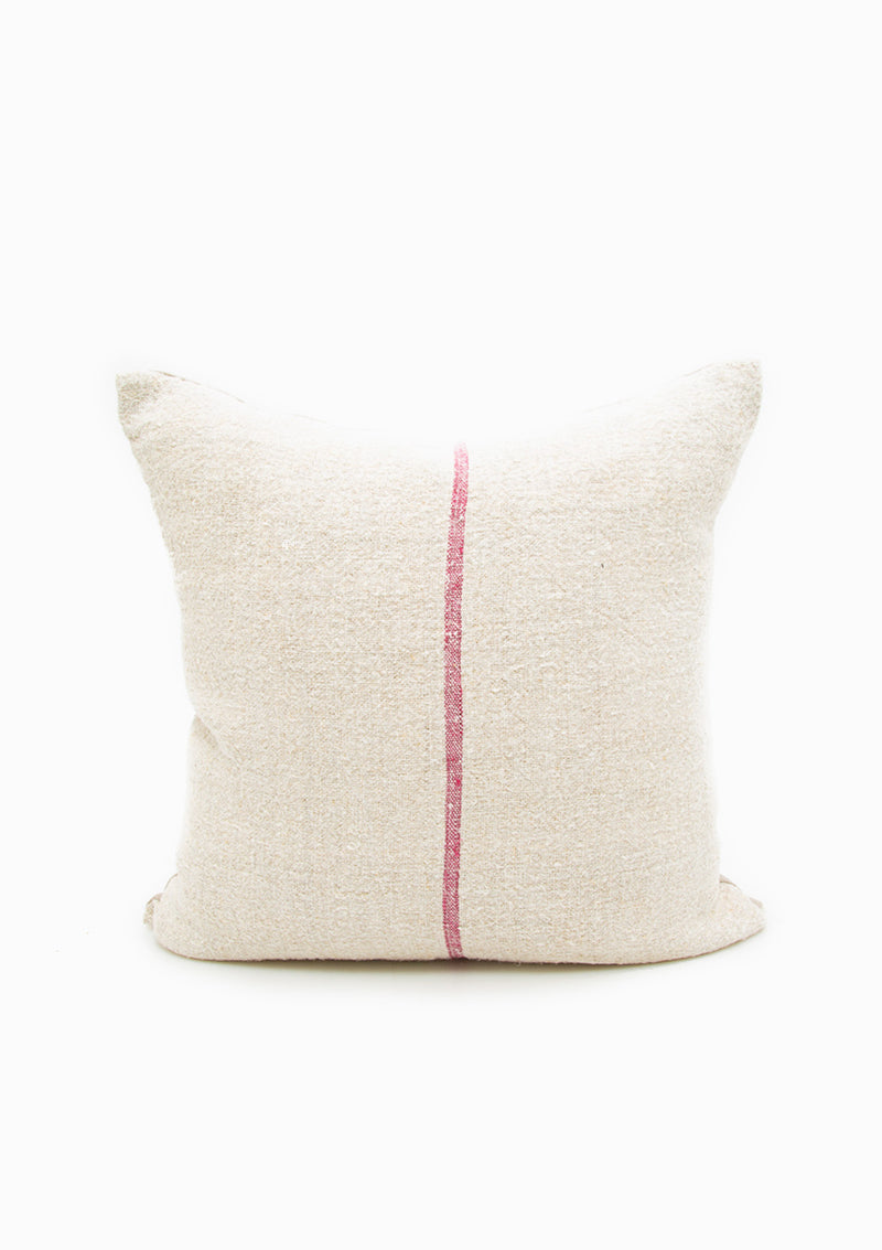 Red Single Stripe Grain Sack Cushion | 18" x 18"