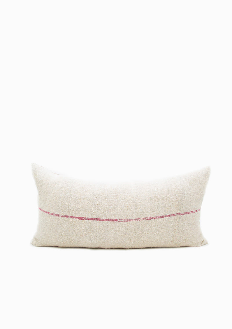 Red Single Stripe Grain Sack Cushion | 18" x 36"