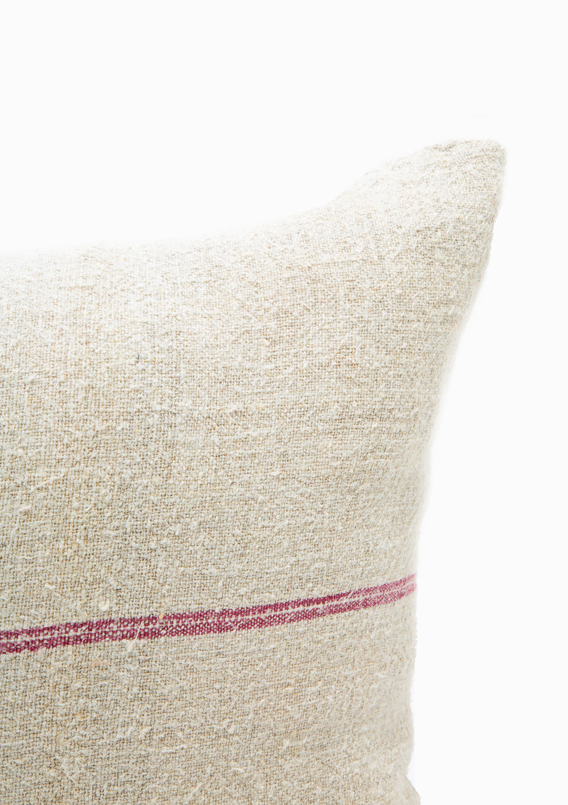 Red Single Stripe Grain Sack Cushion | 18" x 36"