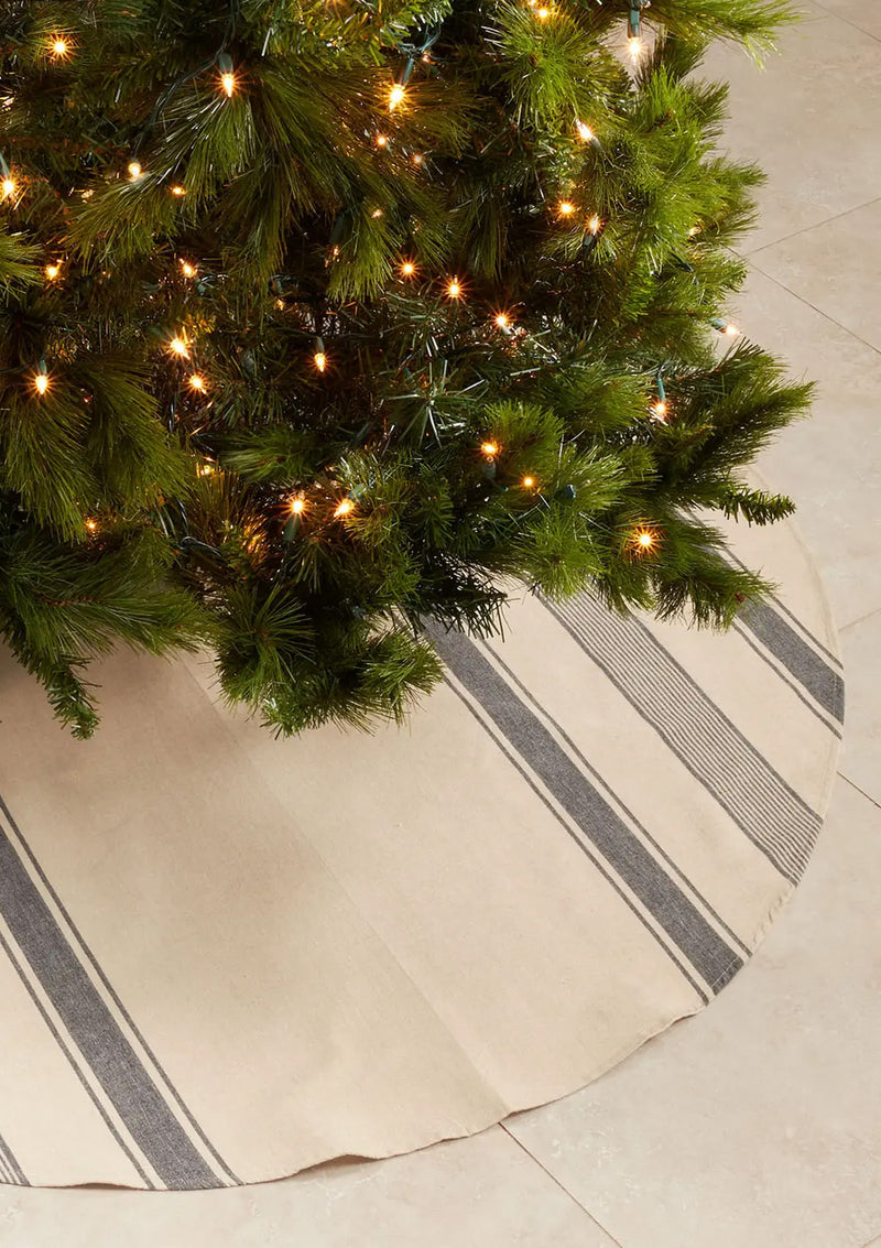 Rustic Banded Christmas Tree Skirt | Navy