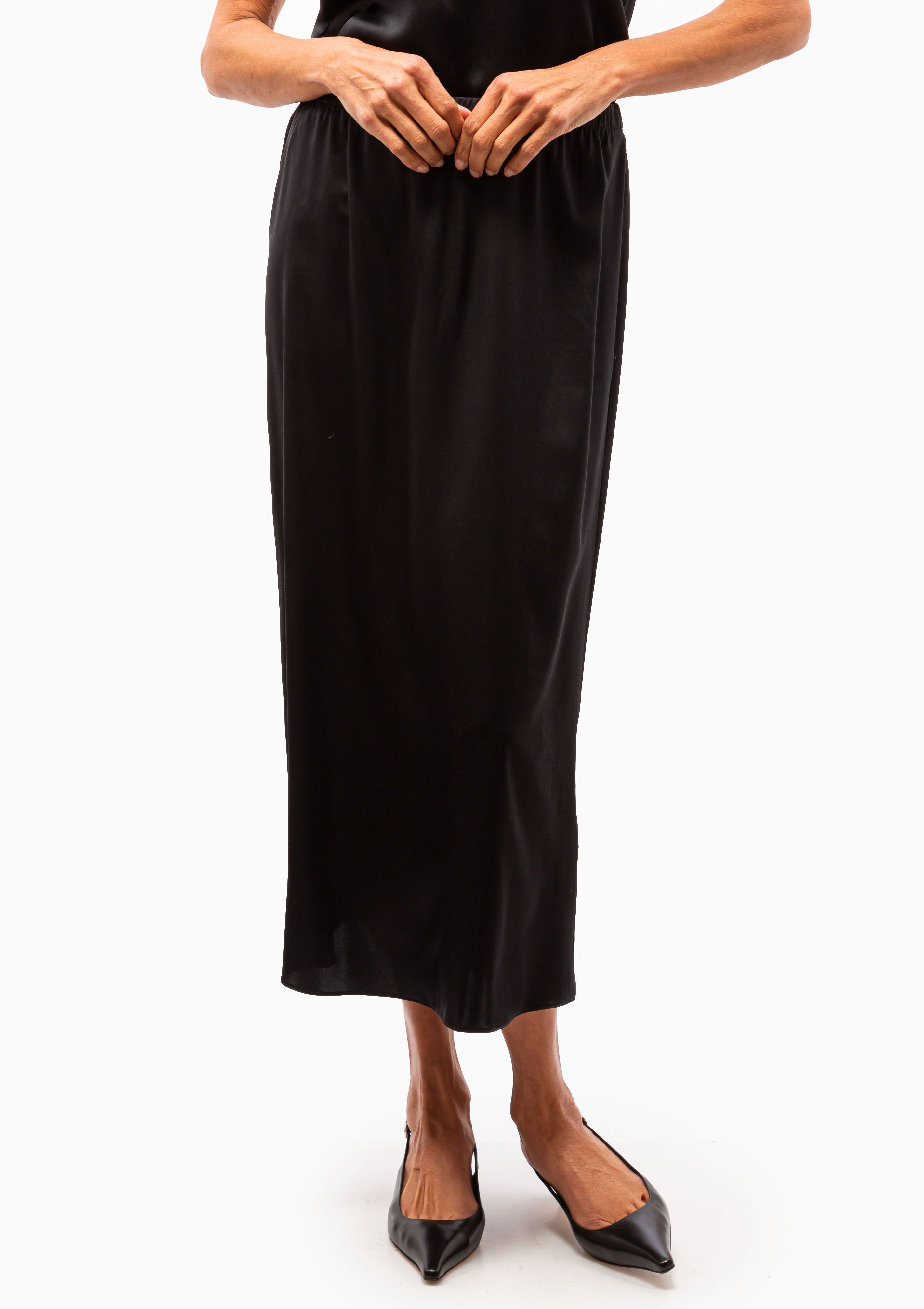 Hedy Low Rise Silk Skirt | Black