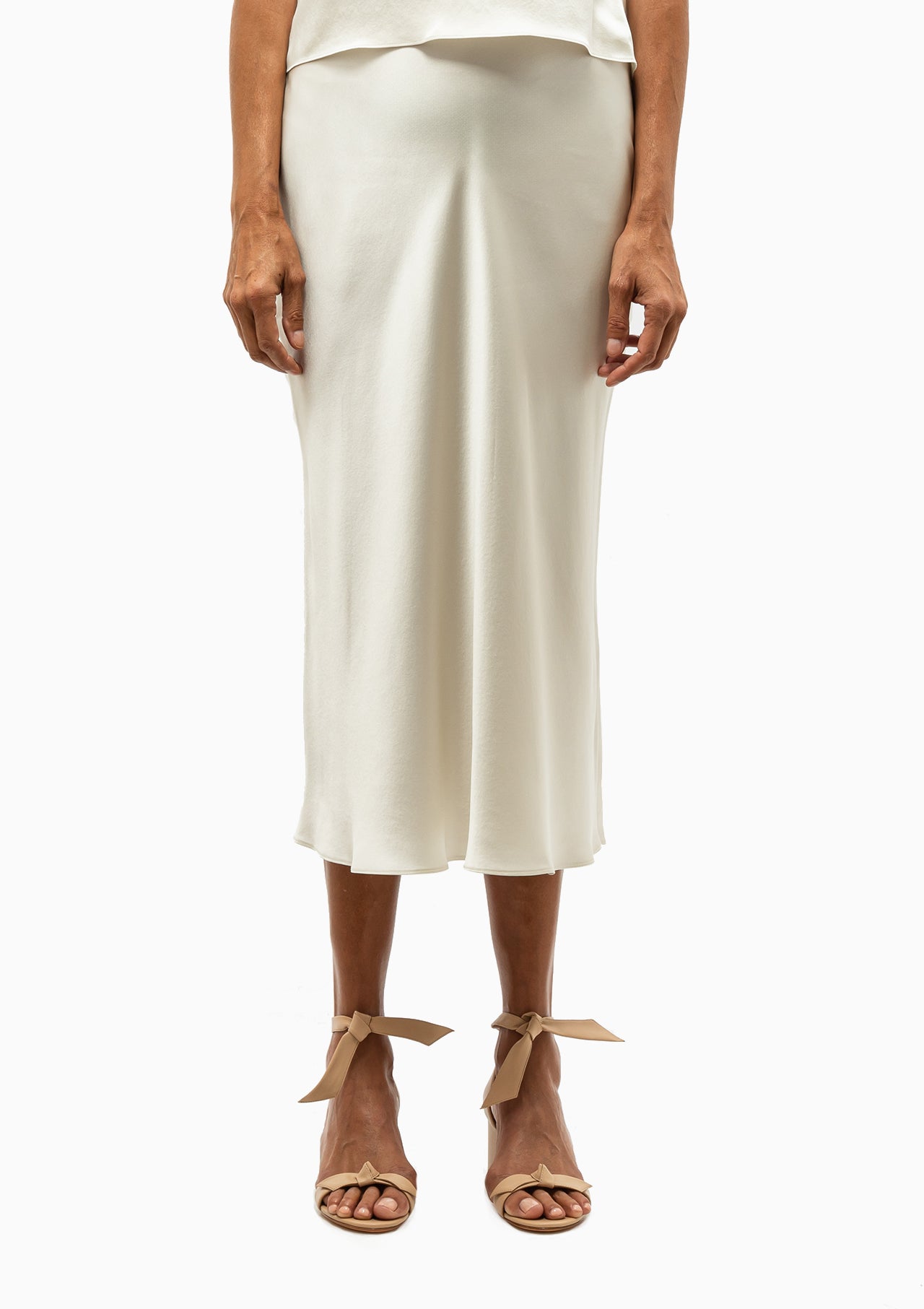 Miranda Midi Silk Skirt | Gardenia