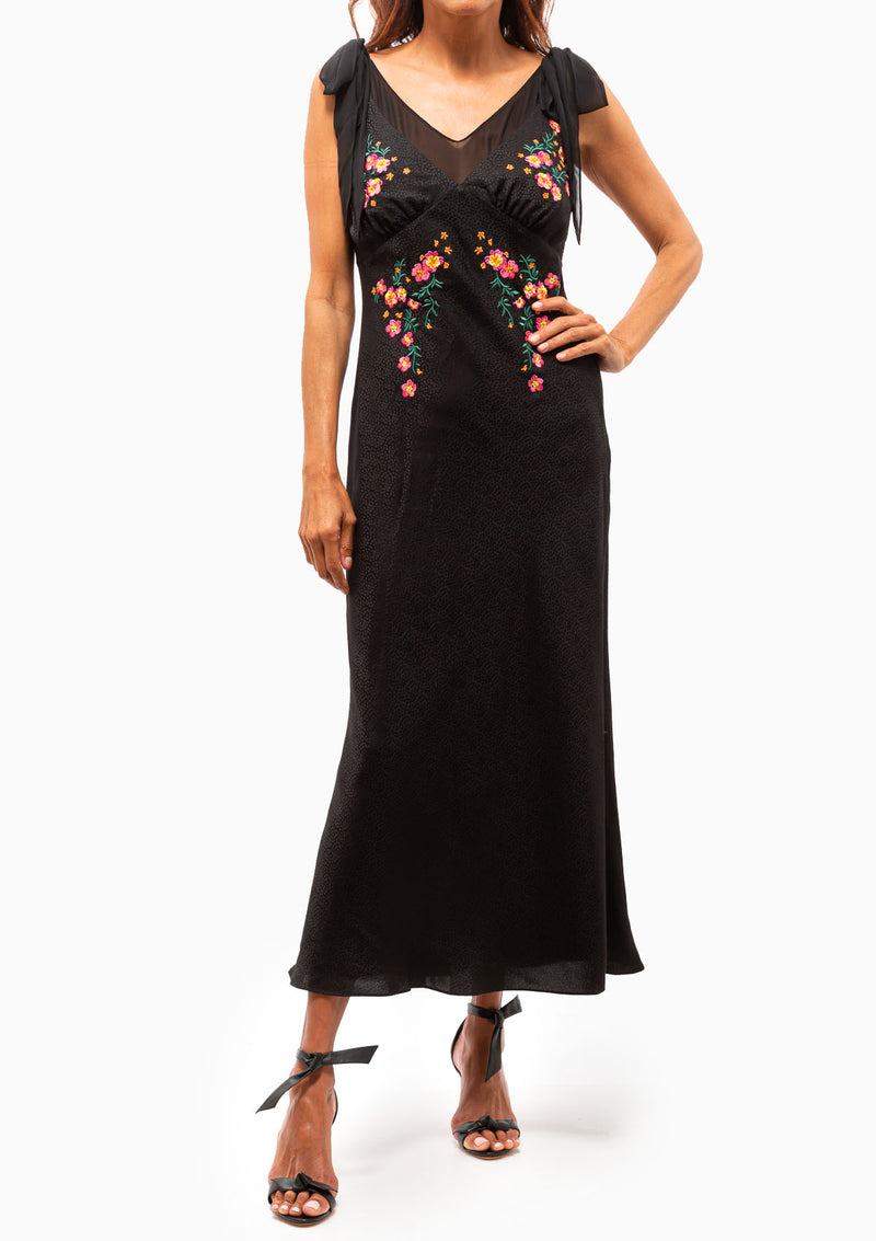 Amelie C Dress | Black/Fireflower