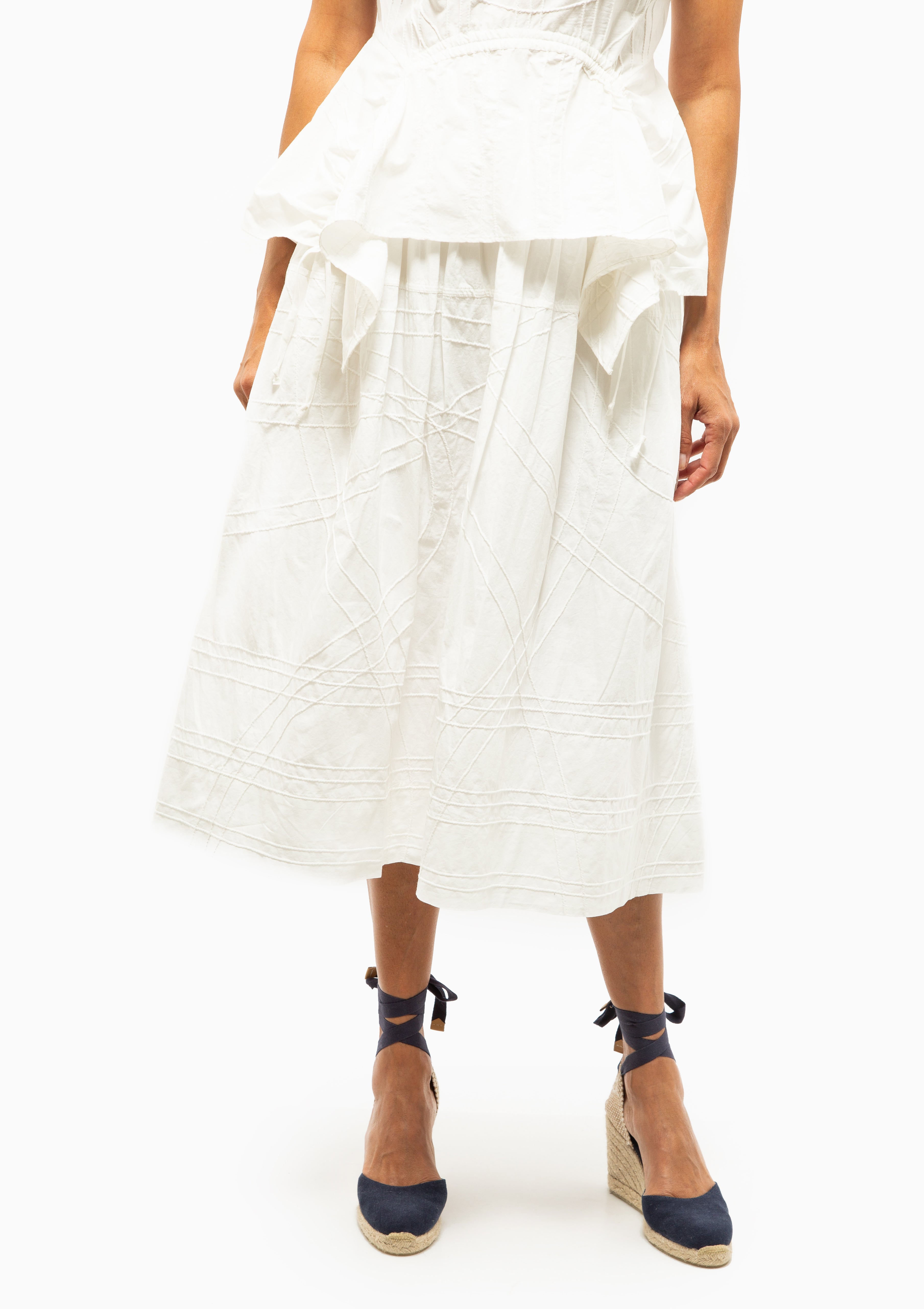 Camden Cotton Poplin Midi Skirt | White