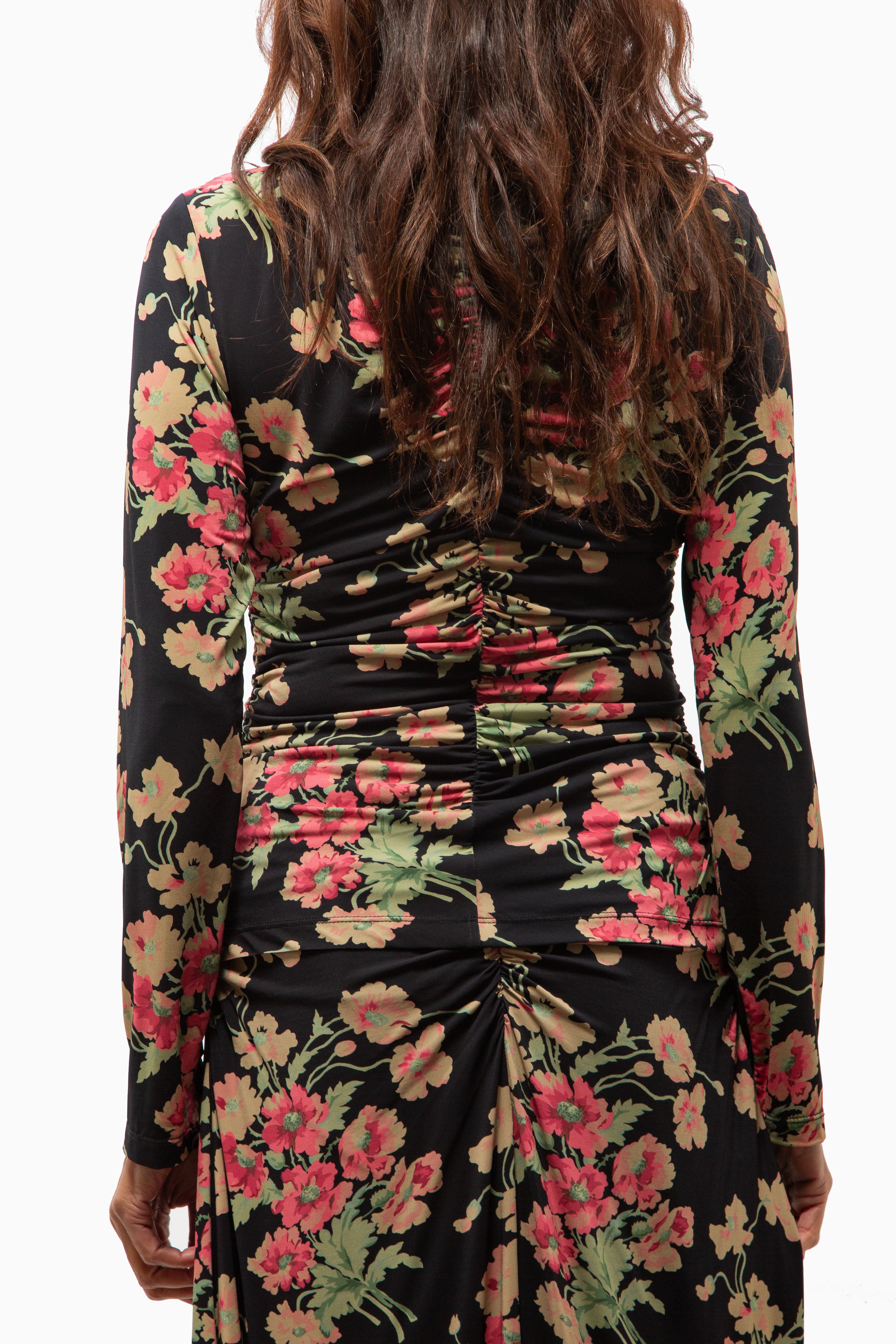 Cornelia Print Long Sleeve Top | Black