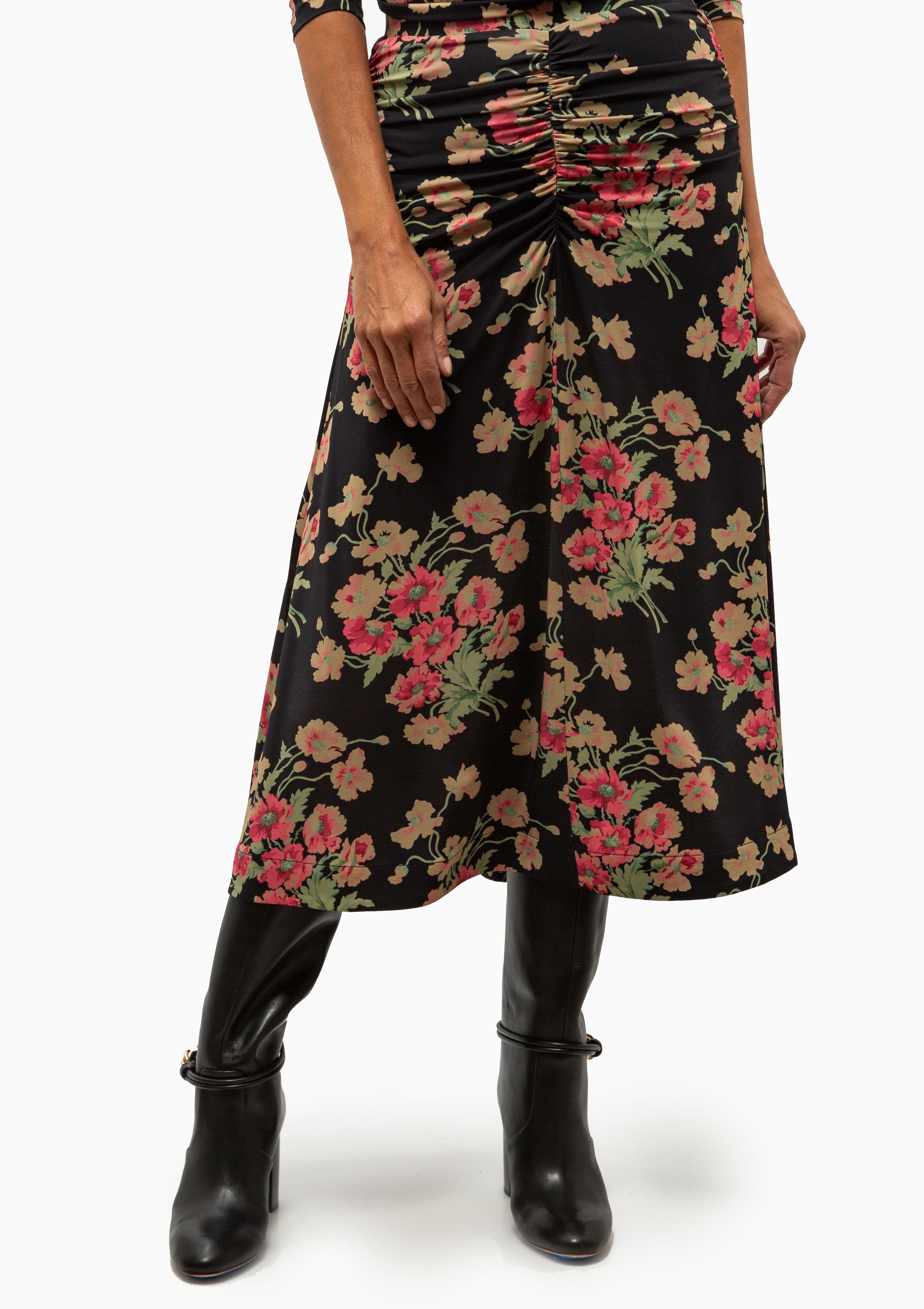 Cornelia Print Midi Skirt | Black