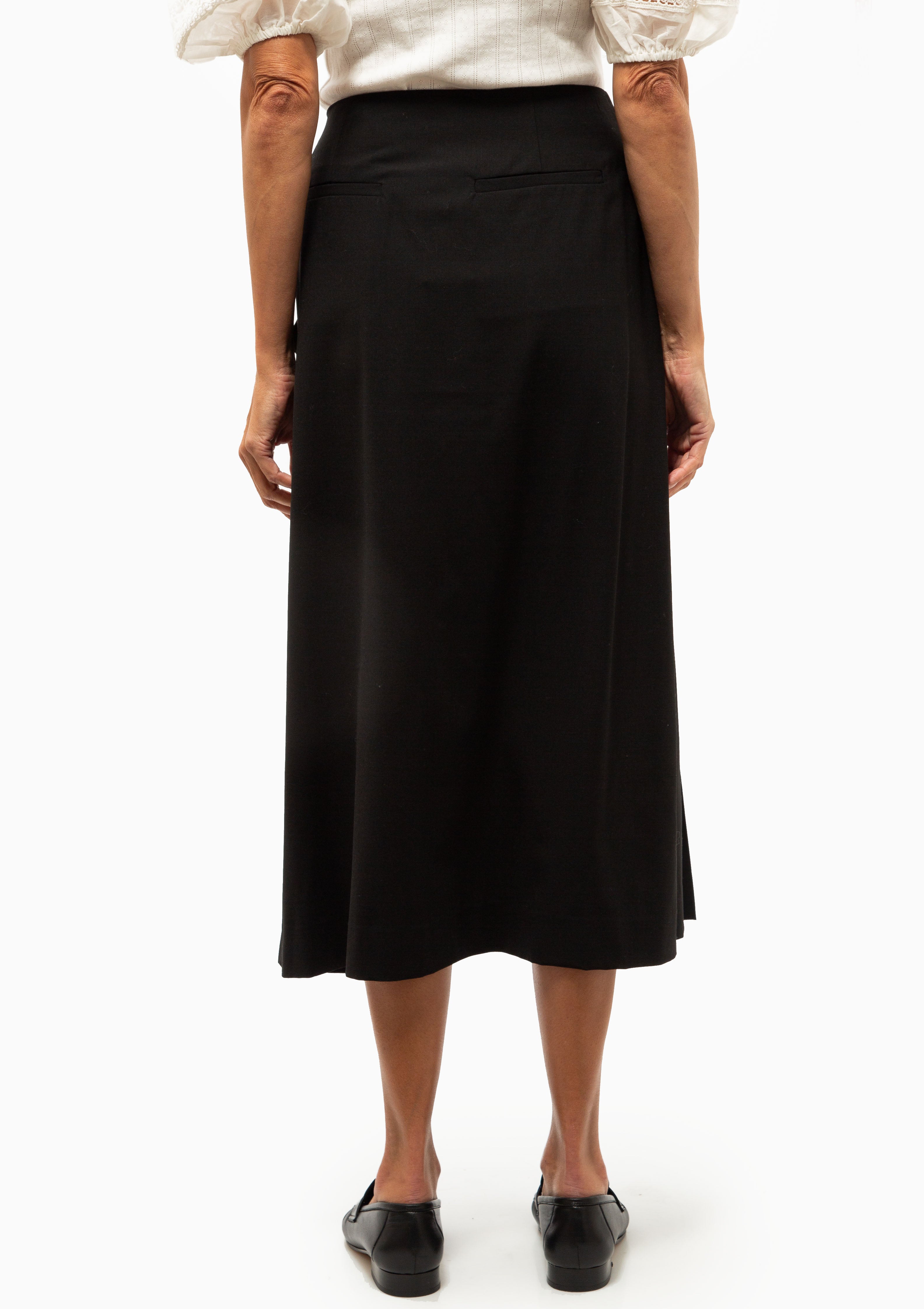 Elisa Pleated Midi Skirt | Black
