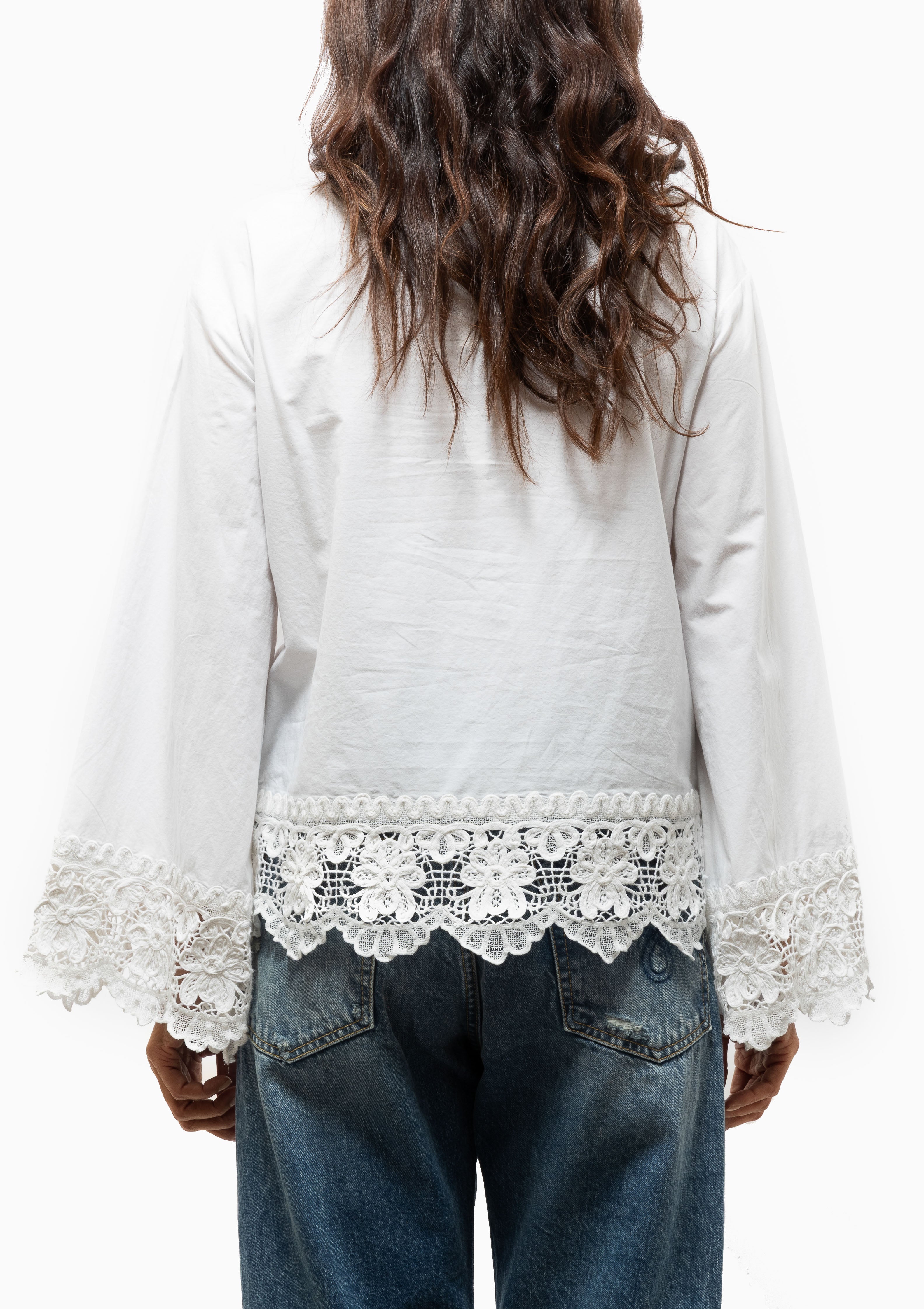 Iyla Soutache Long Sleeve Blouse | White