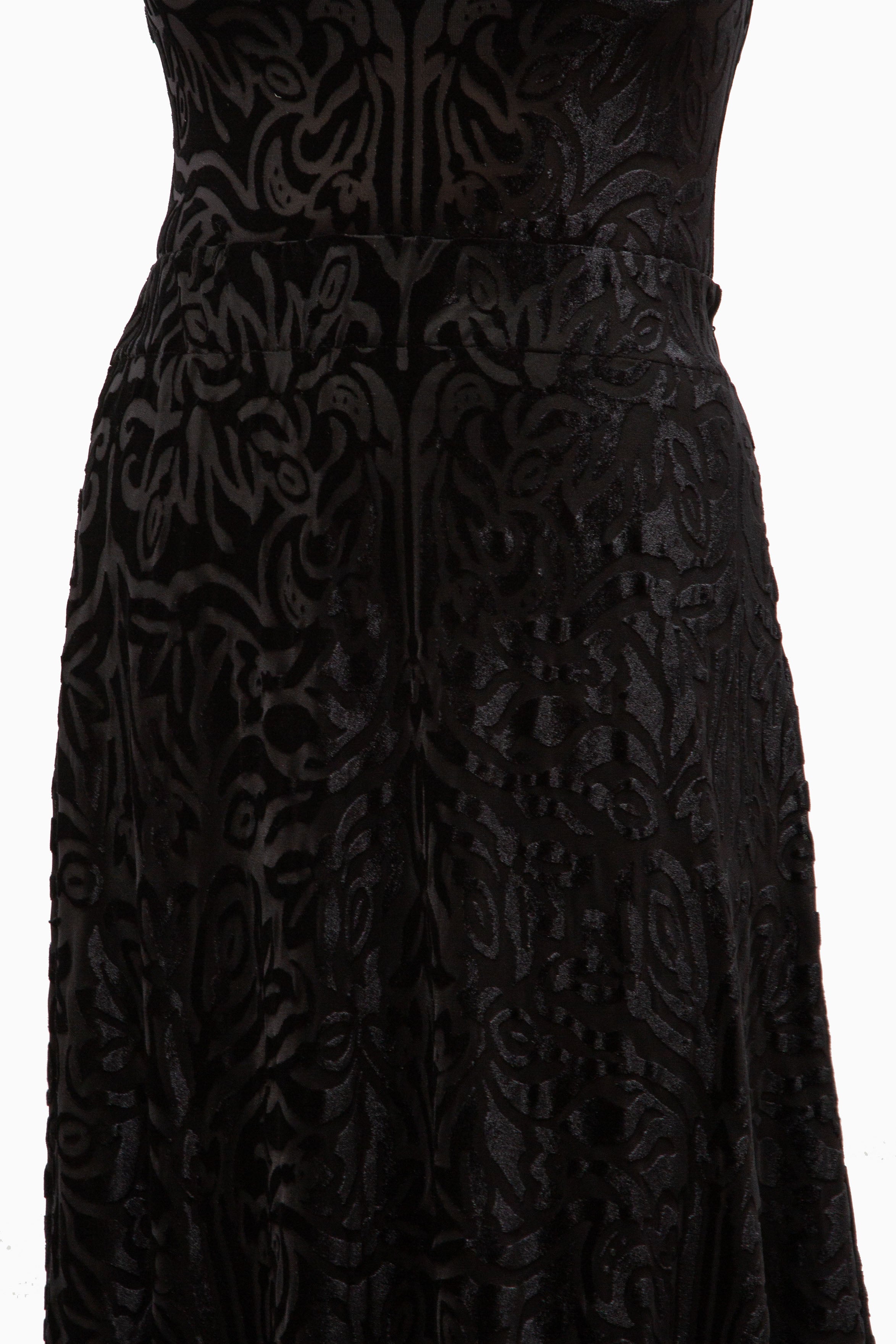 Julie Burnout Velvet Midi Skirt | Black