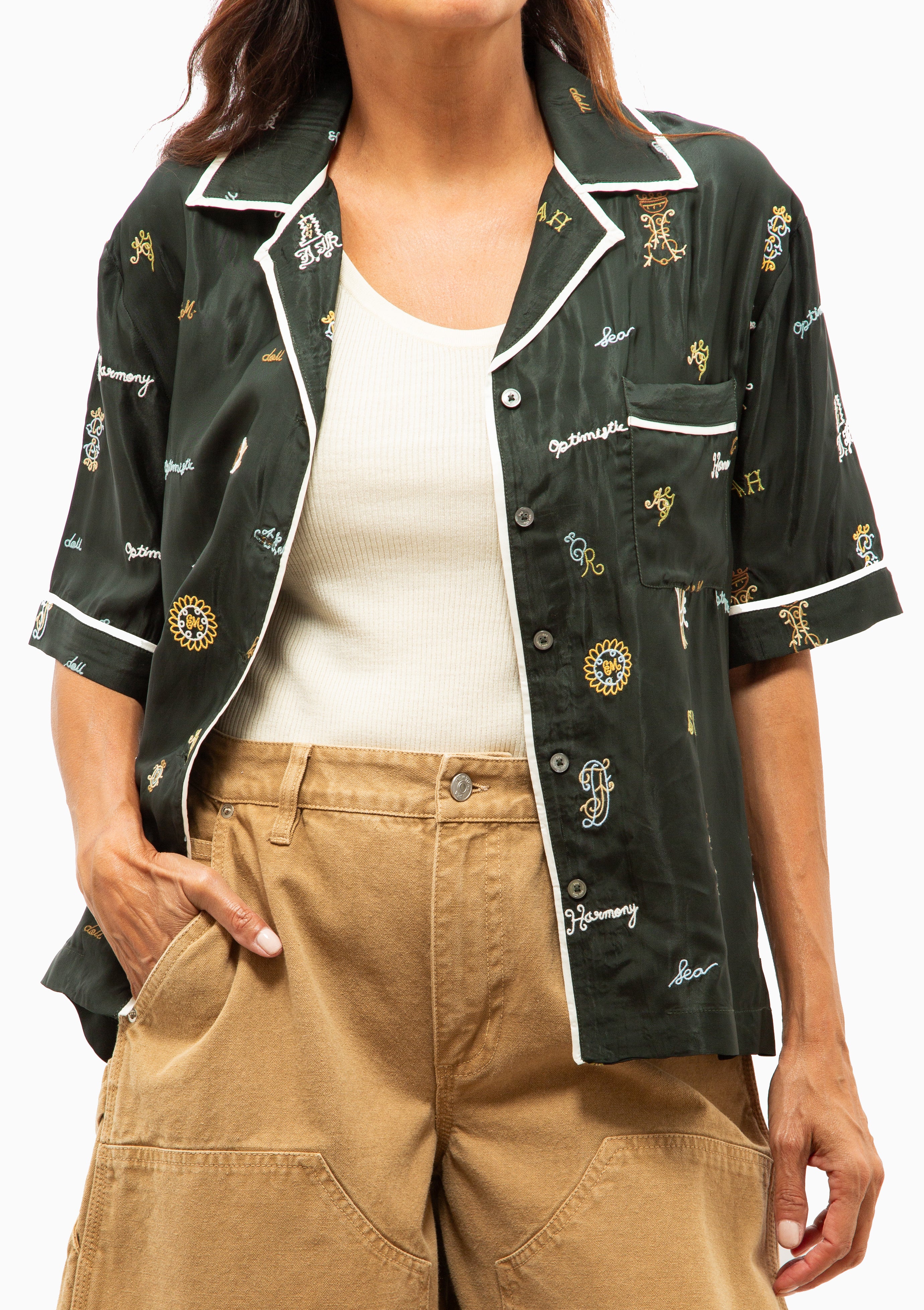 Juliet Embroidered Top | Green