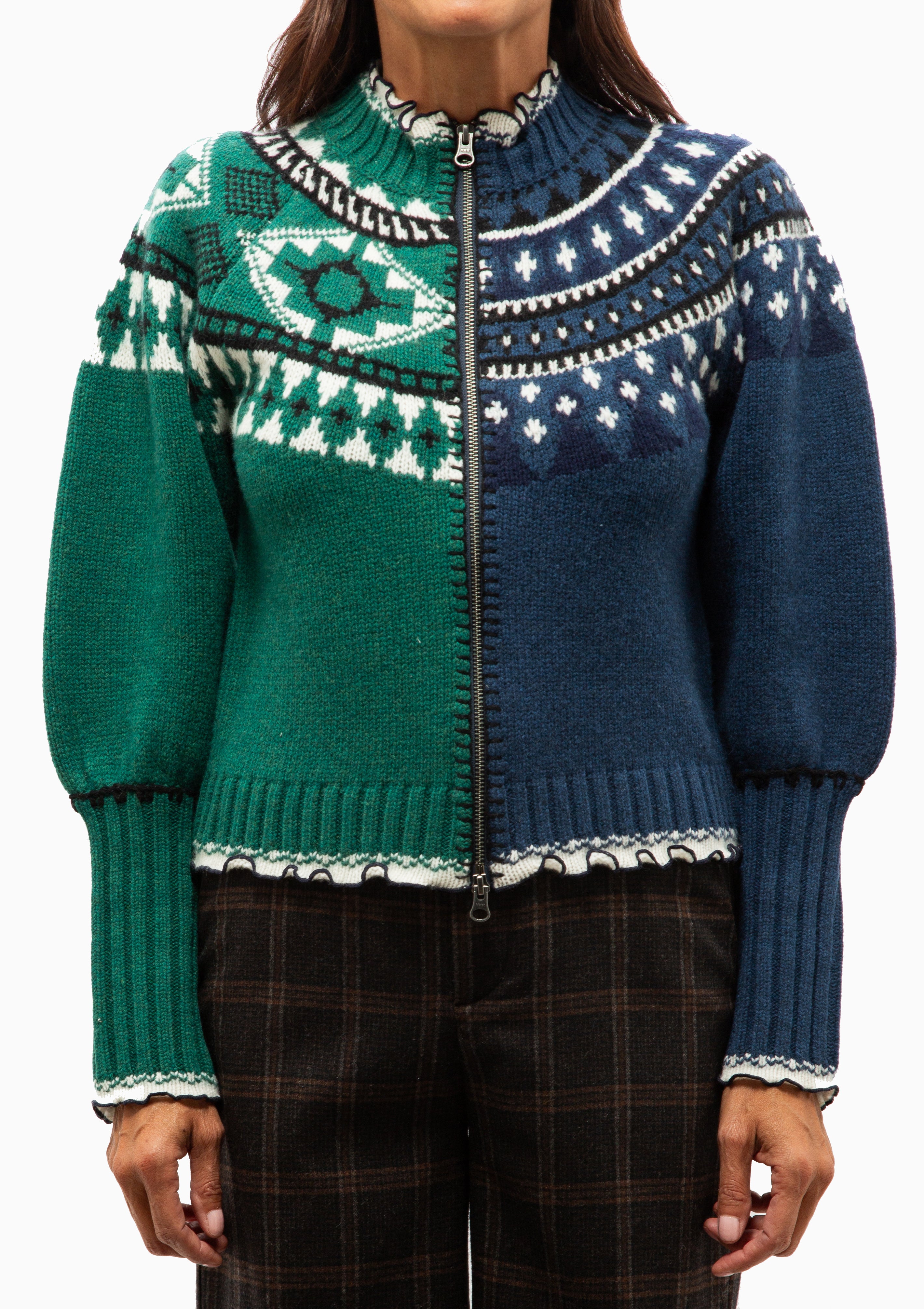 Linea Fair Isle Zip Front Cardigan | Multi