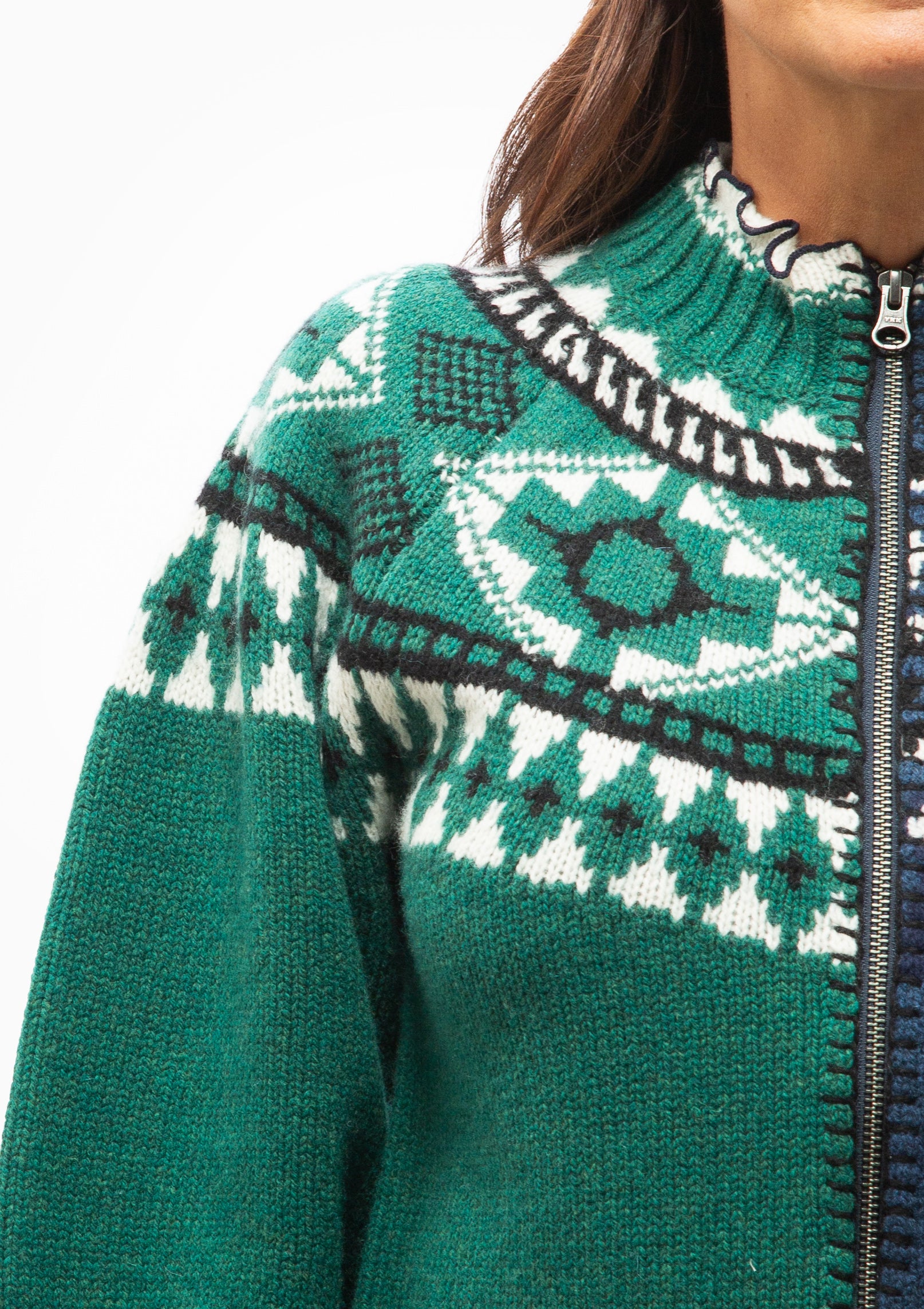 Linea Fair Isle Zip Front Cardigan | Multi