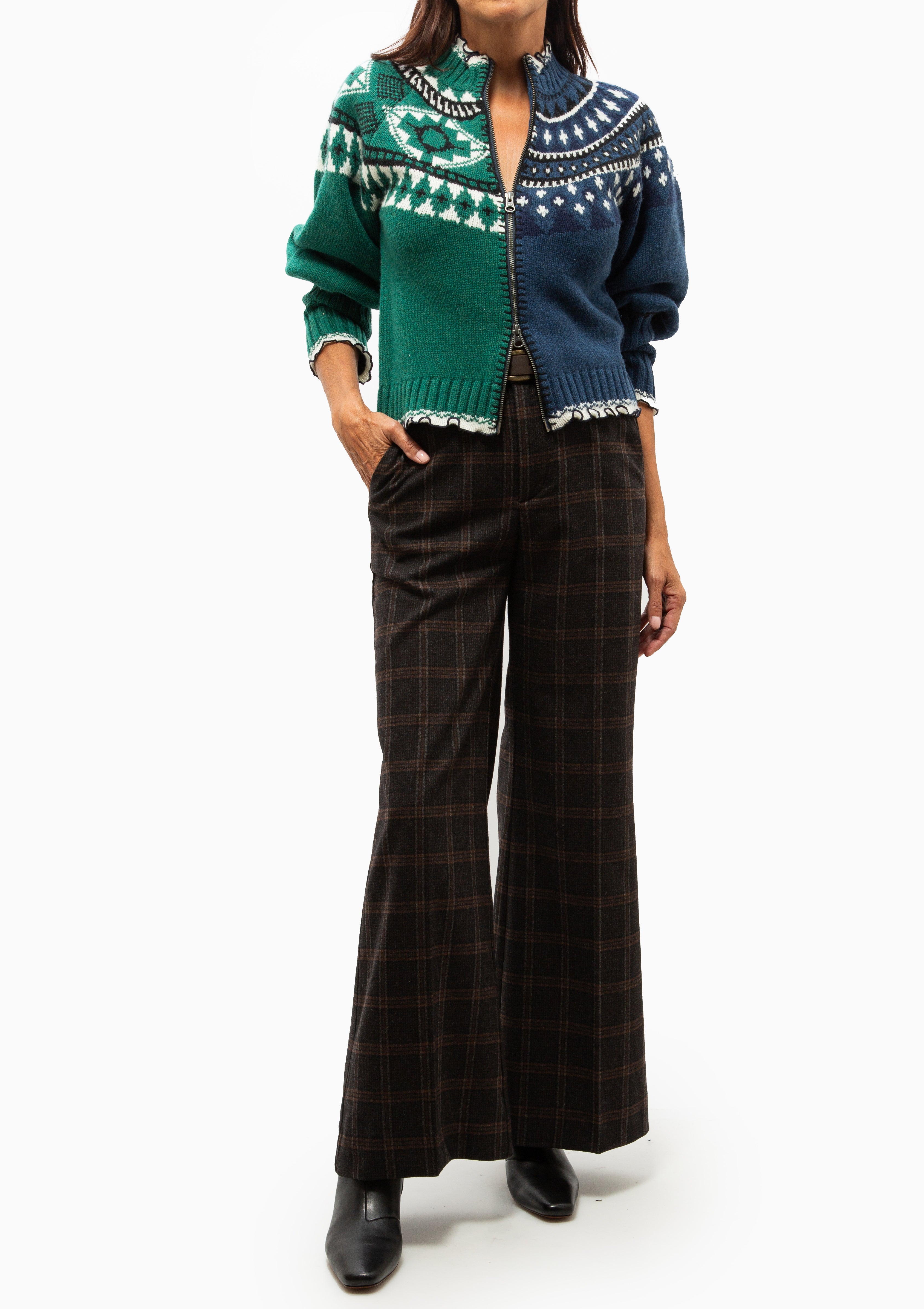 Linea Fair Isle Zip Front Cardigan | Multi