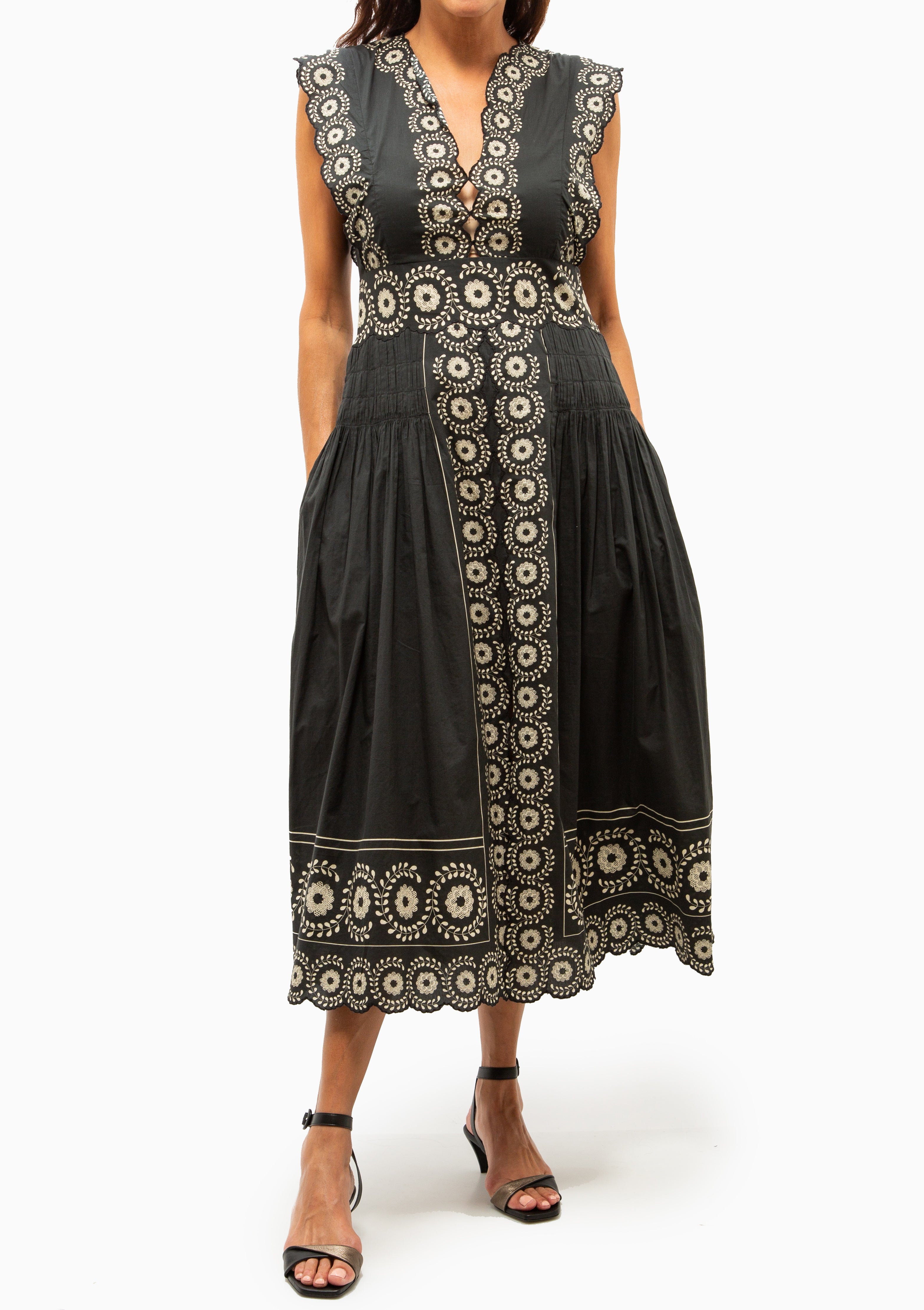 Mirabel Print Midi Dress | Black