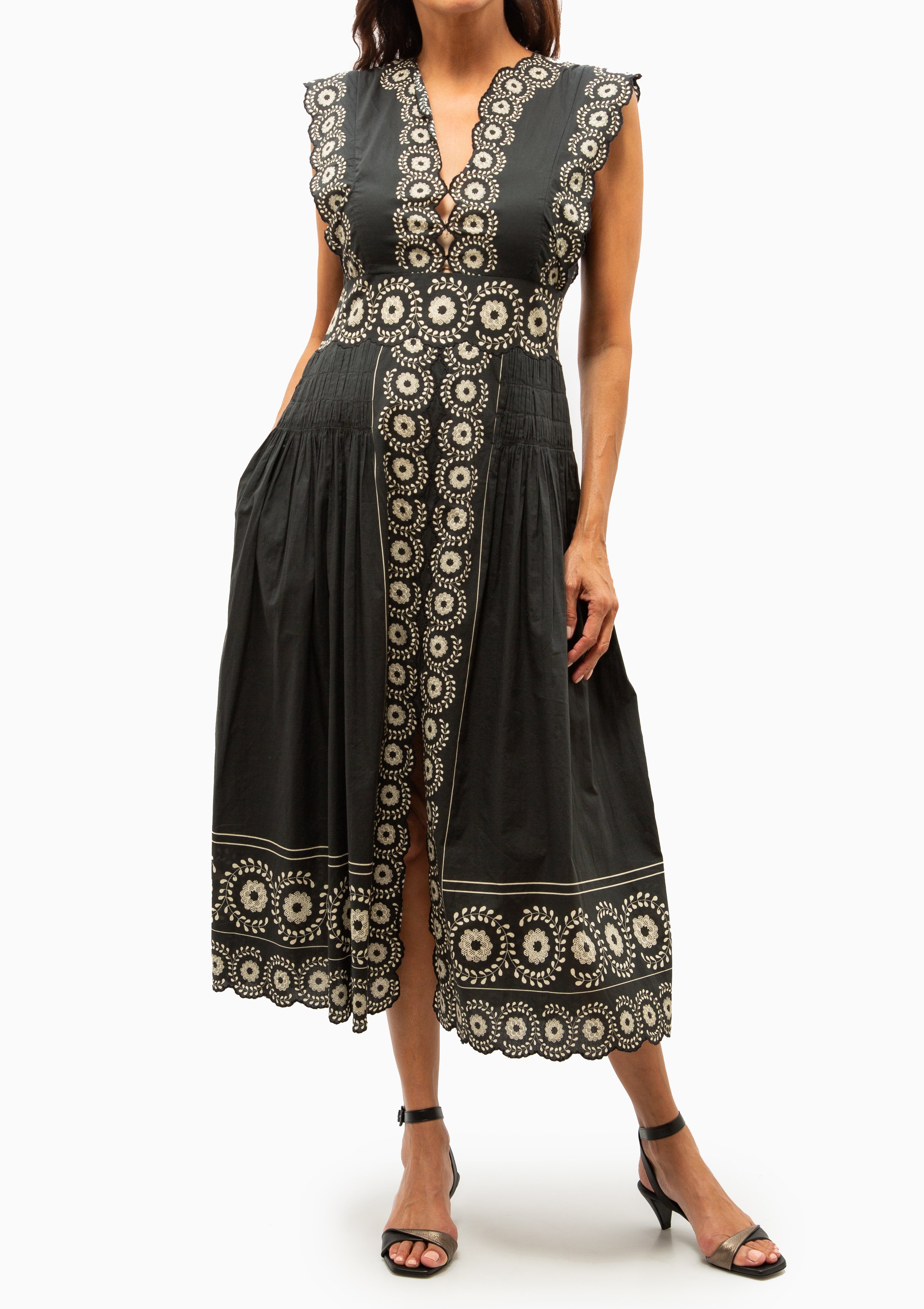 Mirabel Print Midi Dress | Black