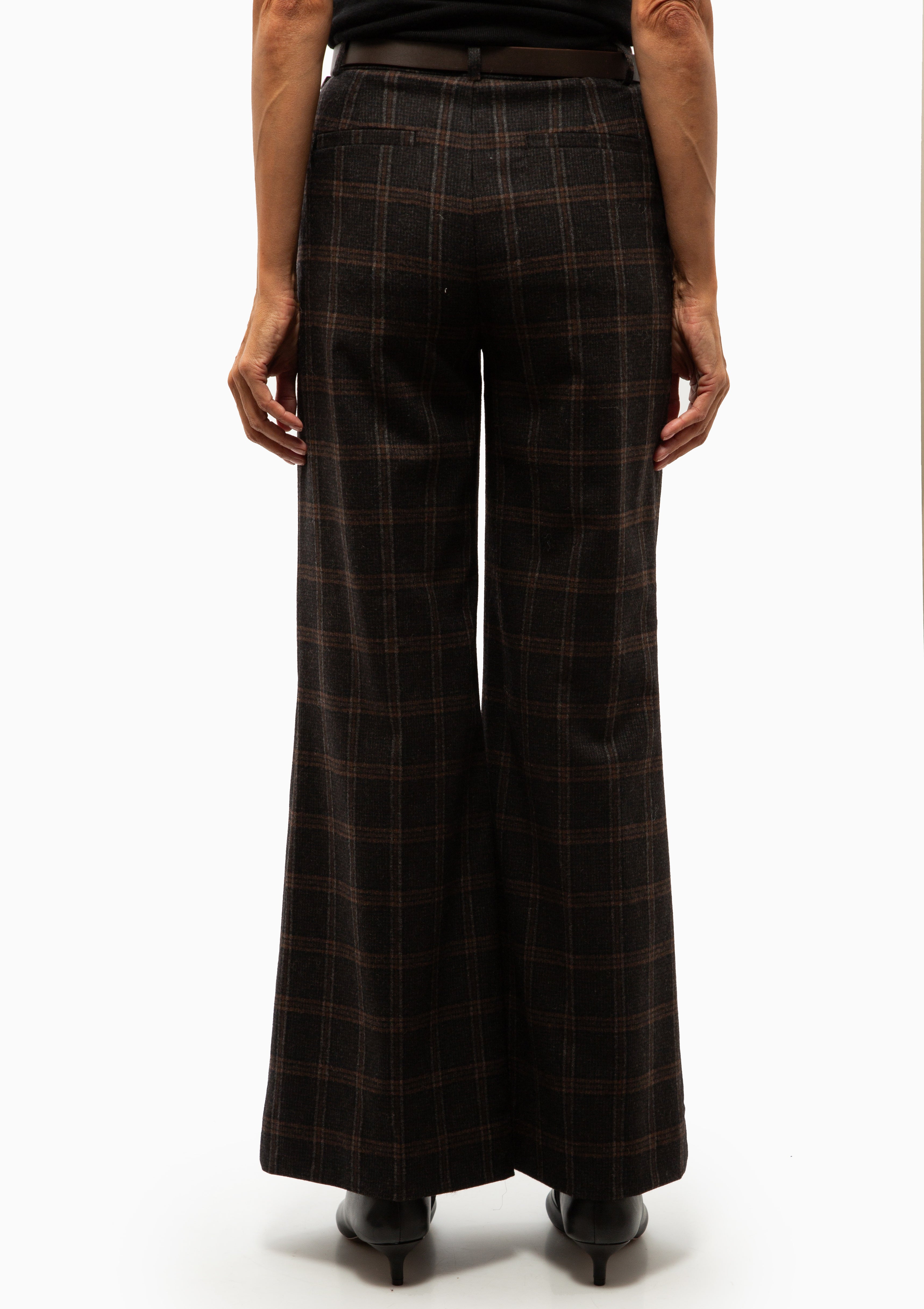 Monroe Wool Plaid Belted High Waisted Pant | Multi