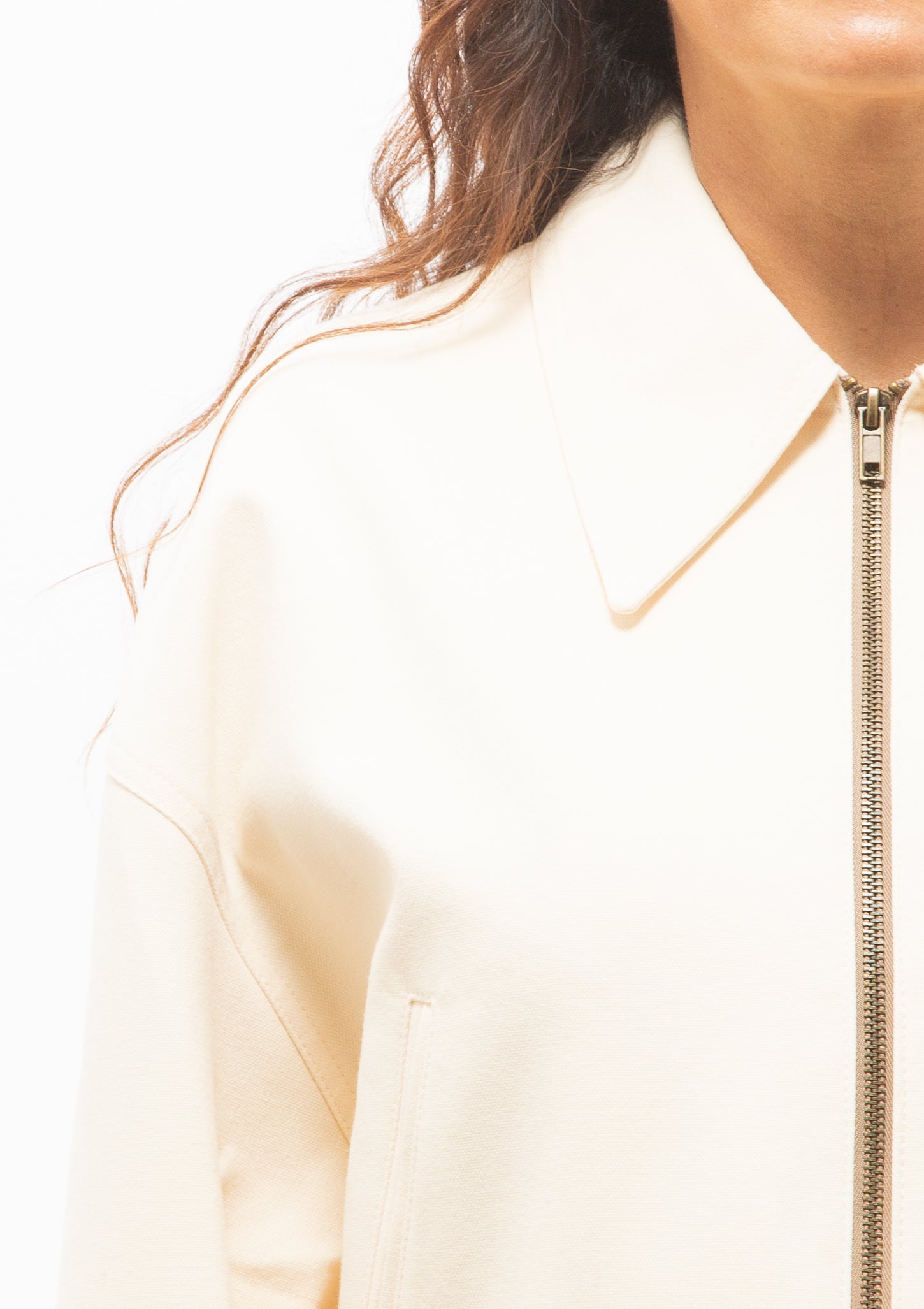 Crop Zip Jacket | Ecru
