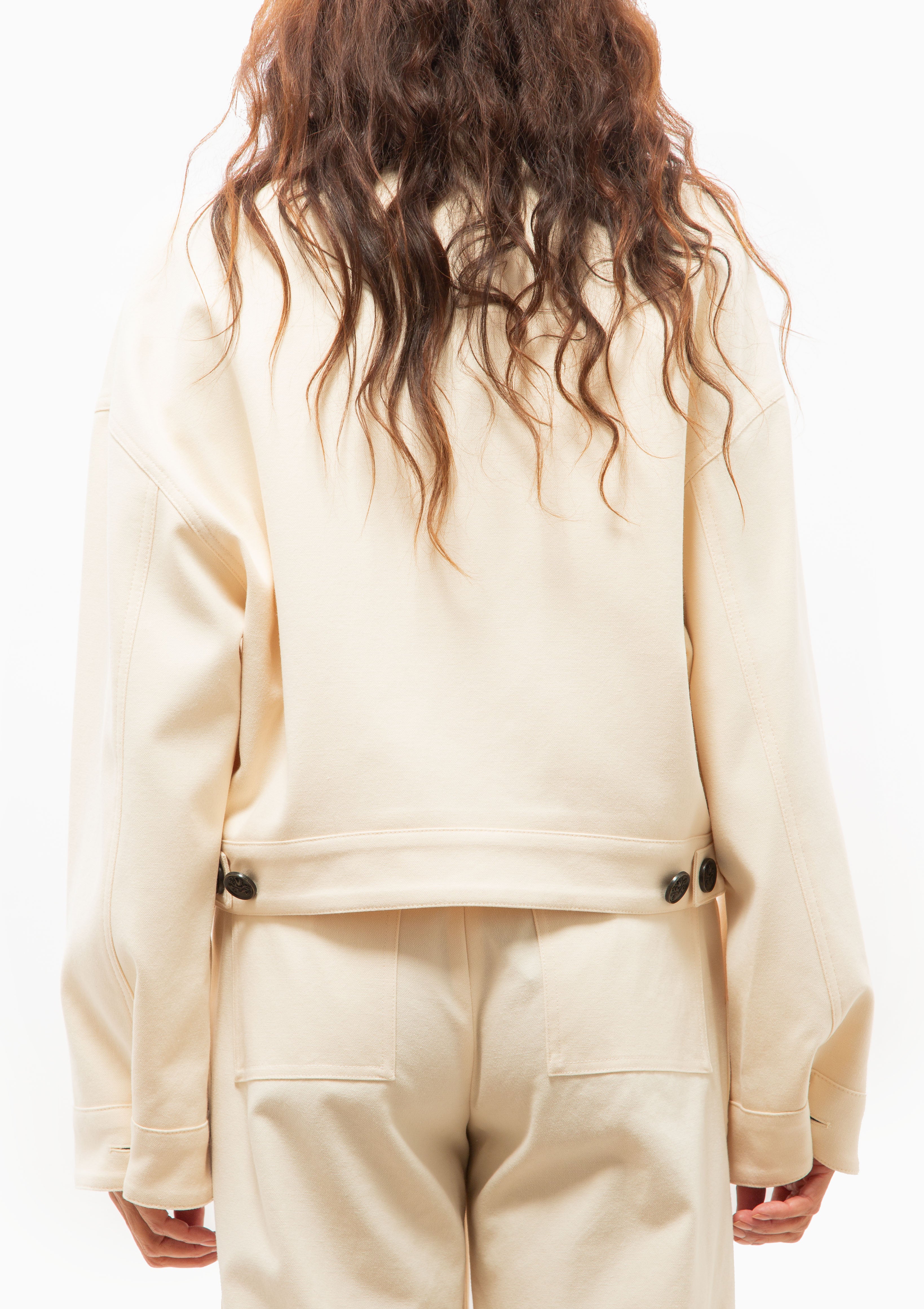 Crop Zip Jacket | Ecru