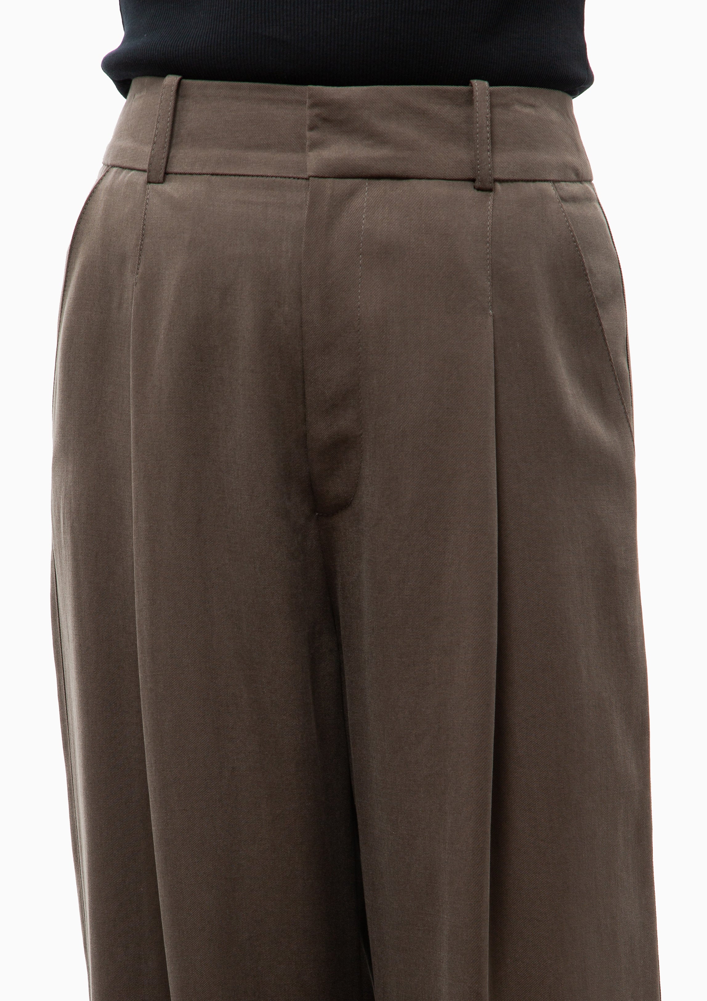 Cropped Pleated Trouser | Mink
