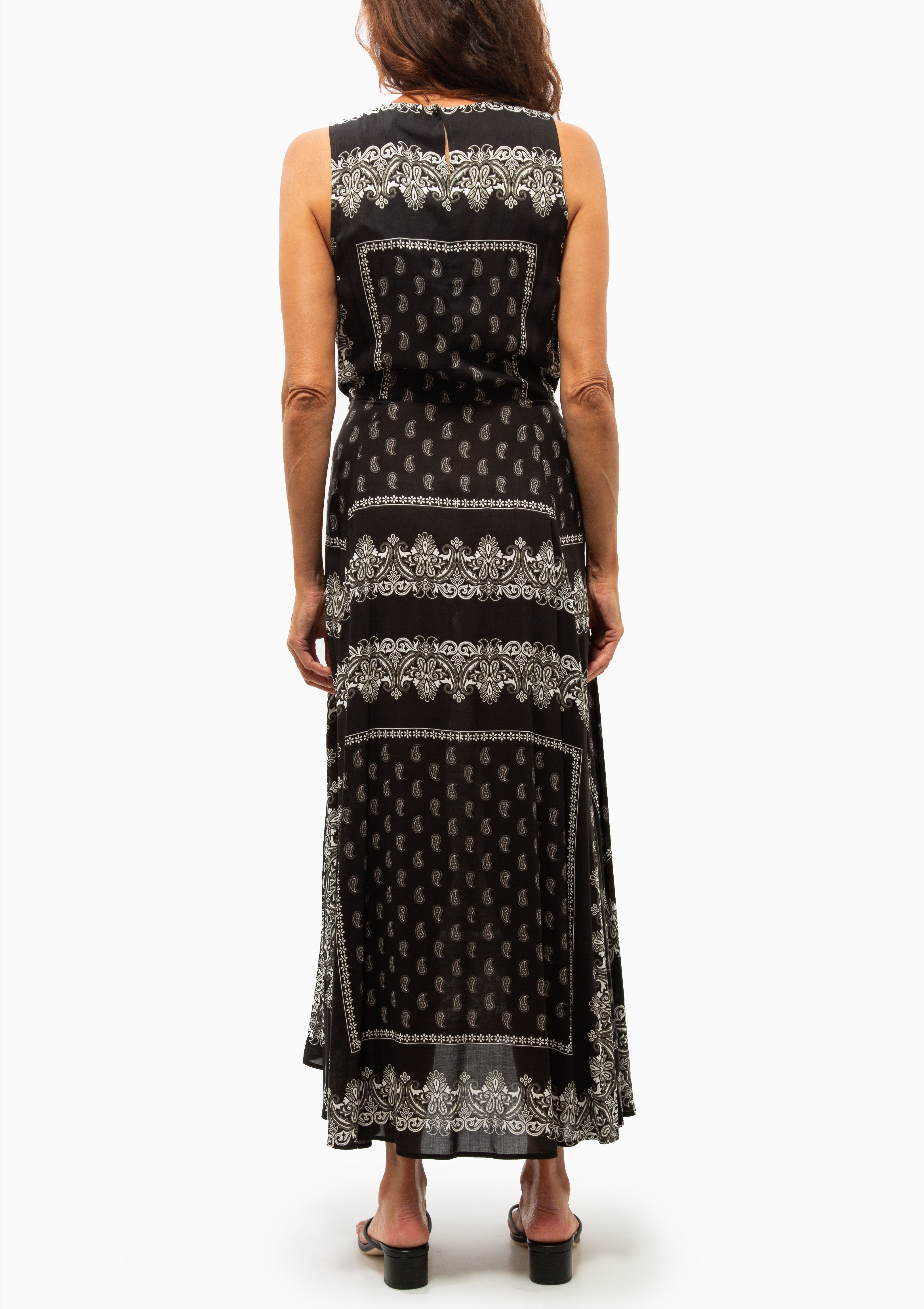 Drawstring Maxi Dress | Black Bandana