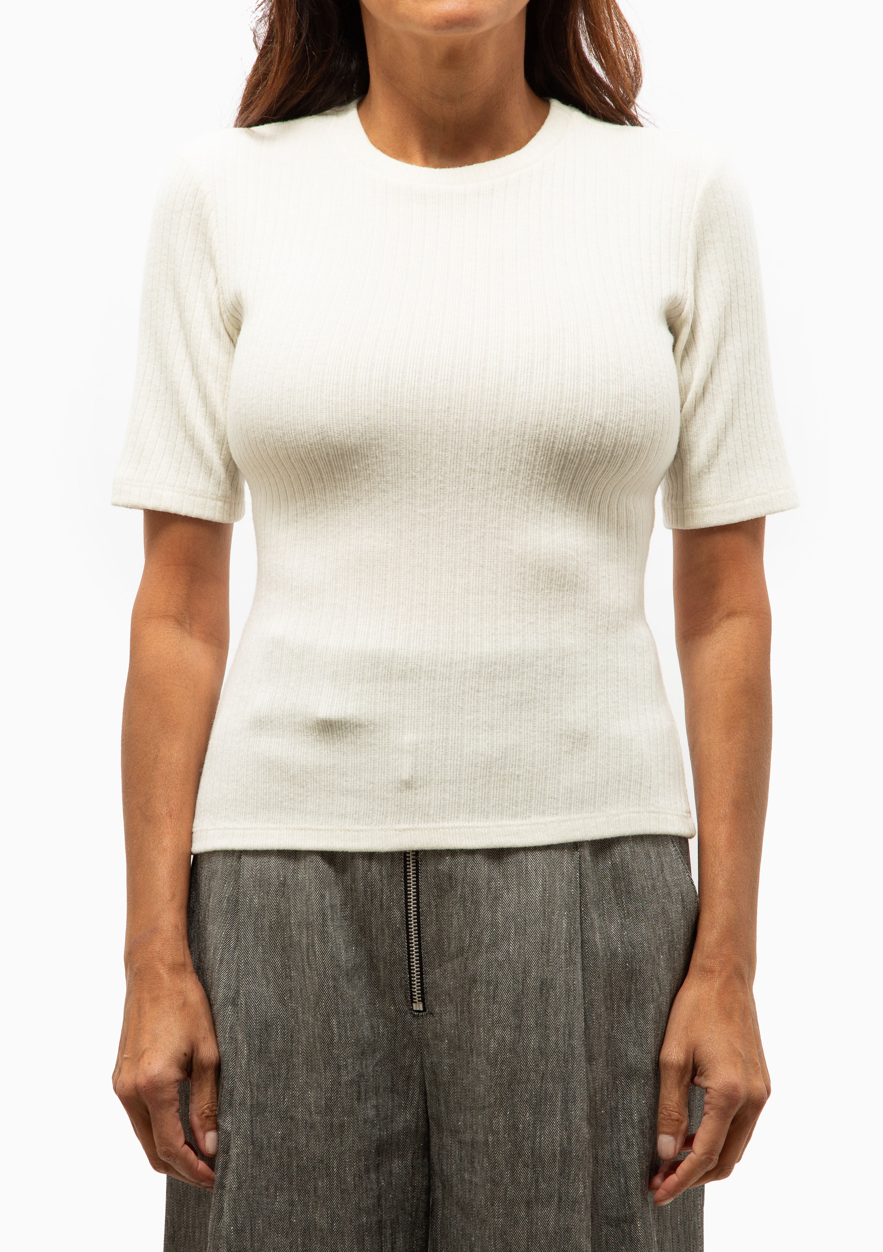 Elbow Sleeve Knit Crewneck | Ivory